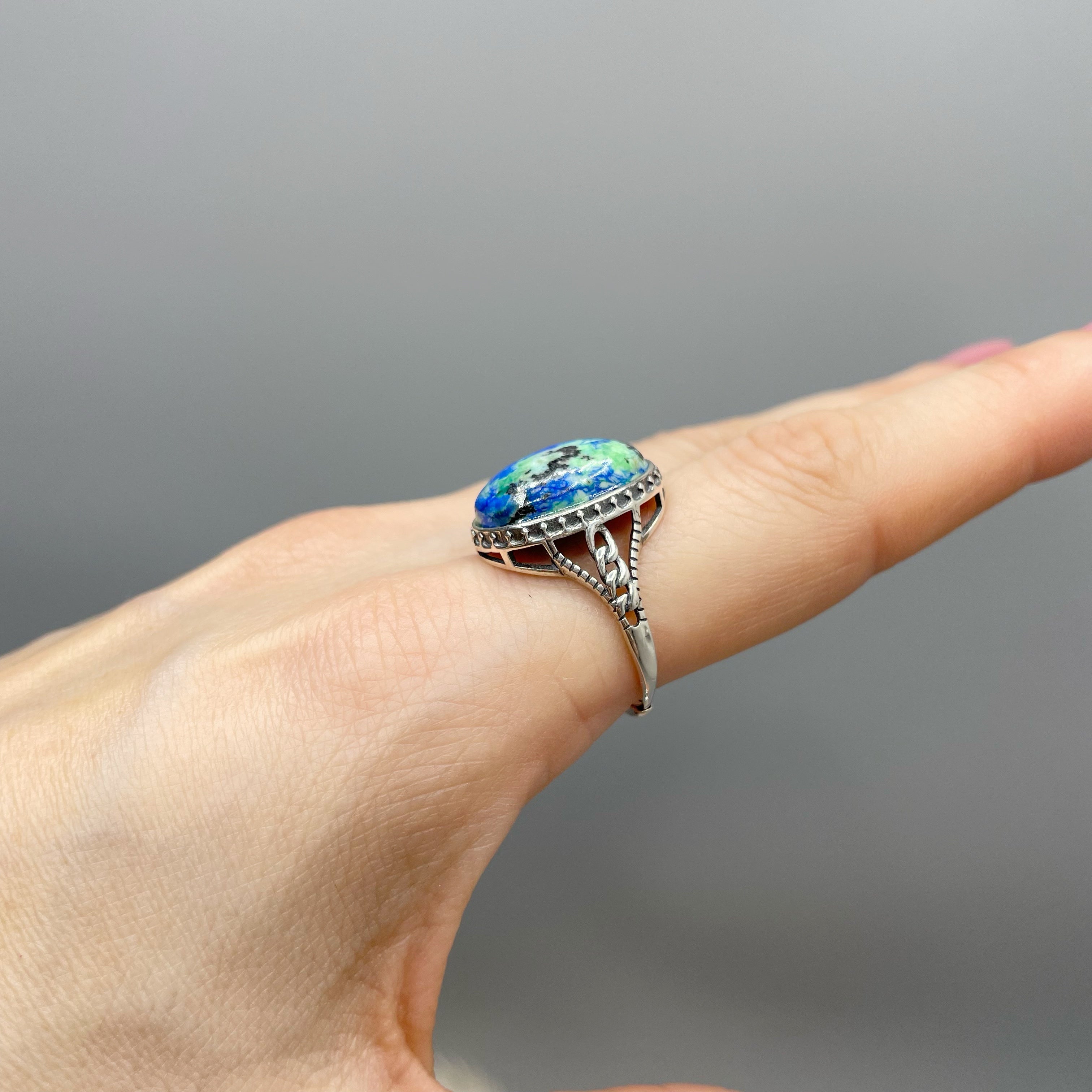 Anello Turchese Naturale e Lapislazzuli - Argento 925