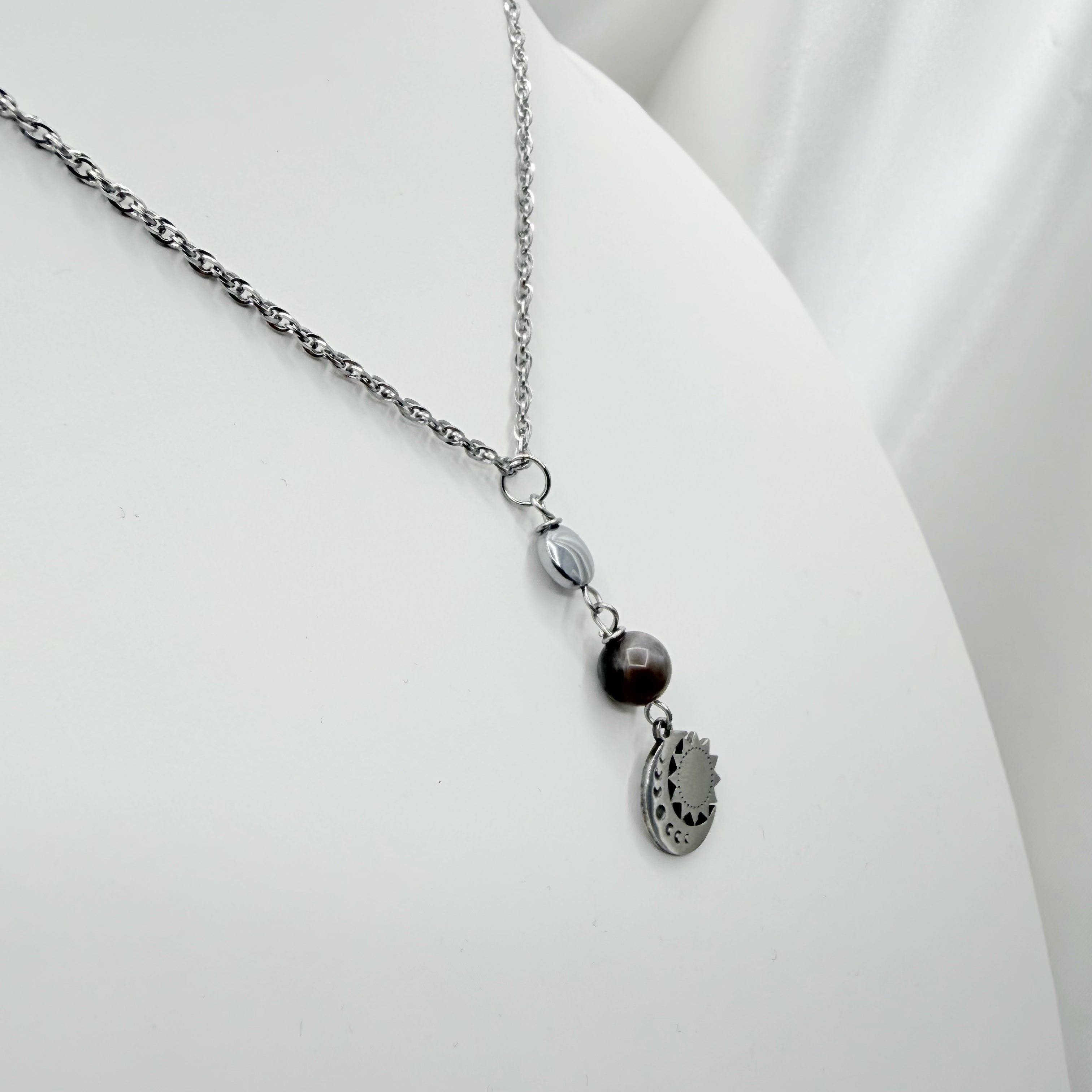 Collana Joy - Pietra di Luna nera ed Ematite