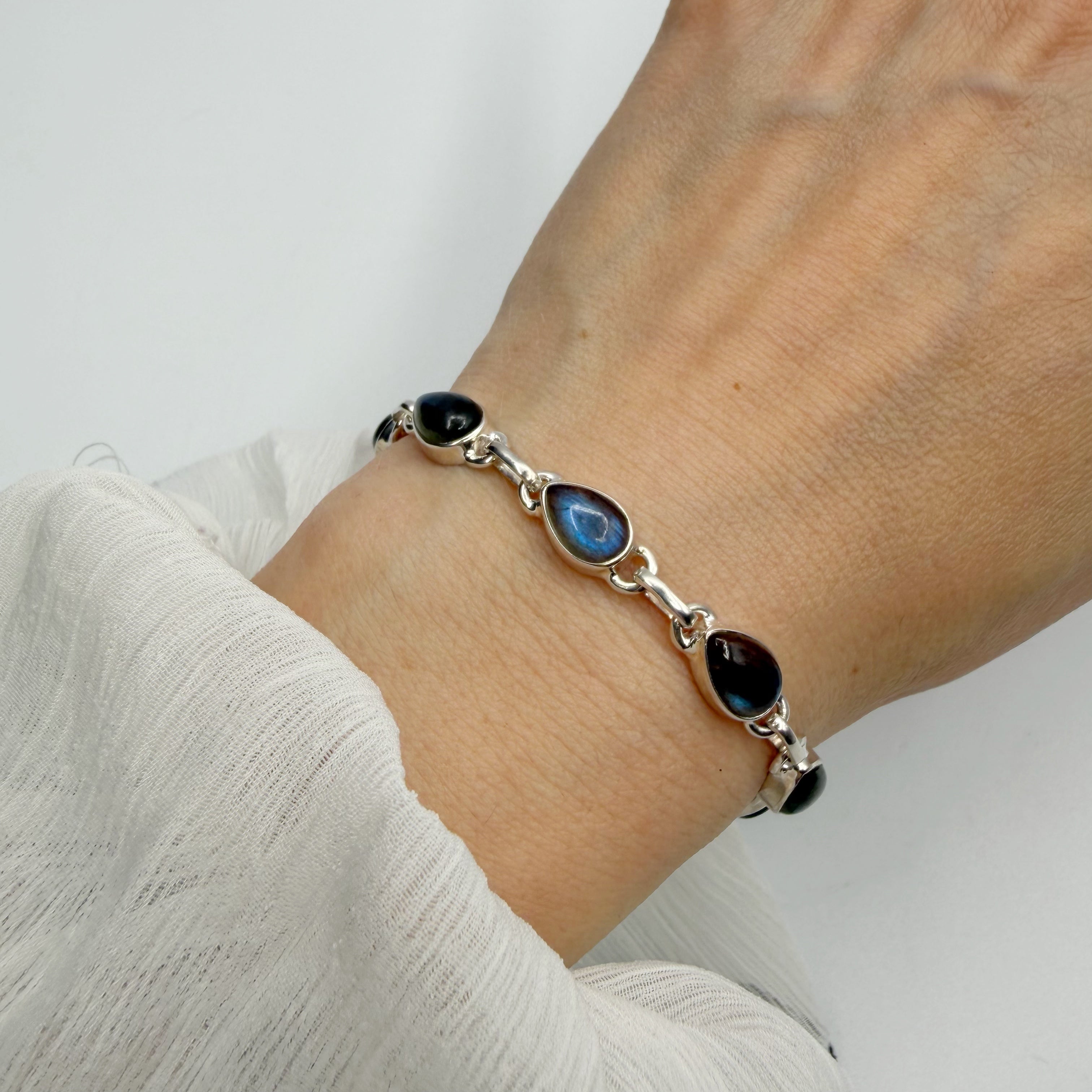 Bracciale Labradorite e Argento 925 - a goccia
