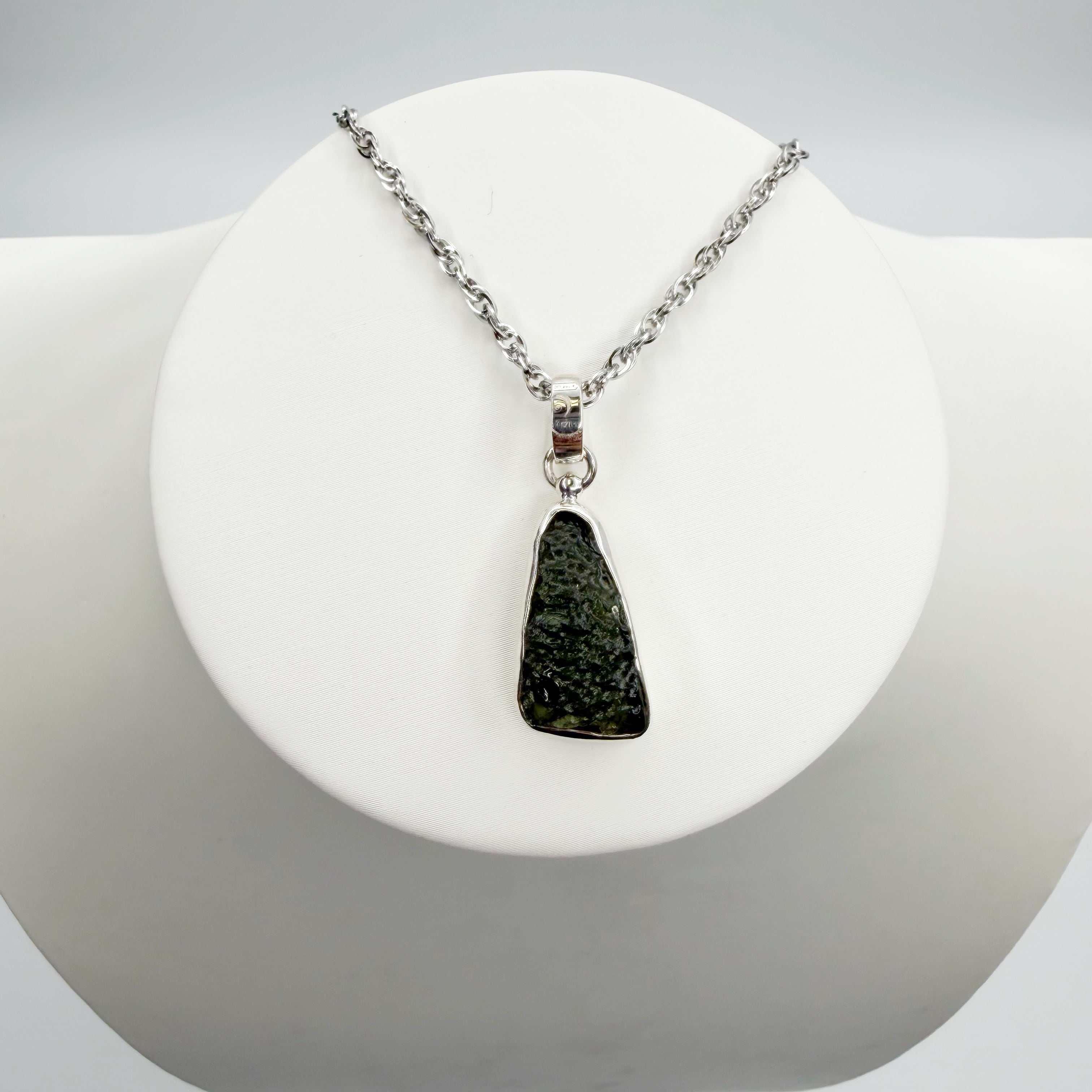 Ciondolo Moldavite Grezza - Argento 925