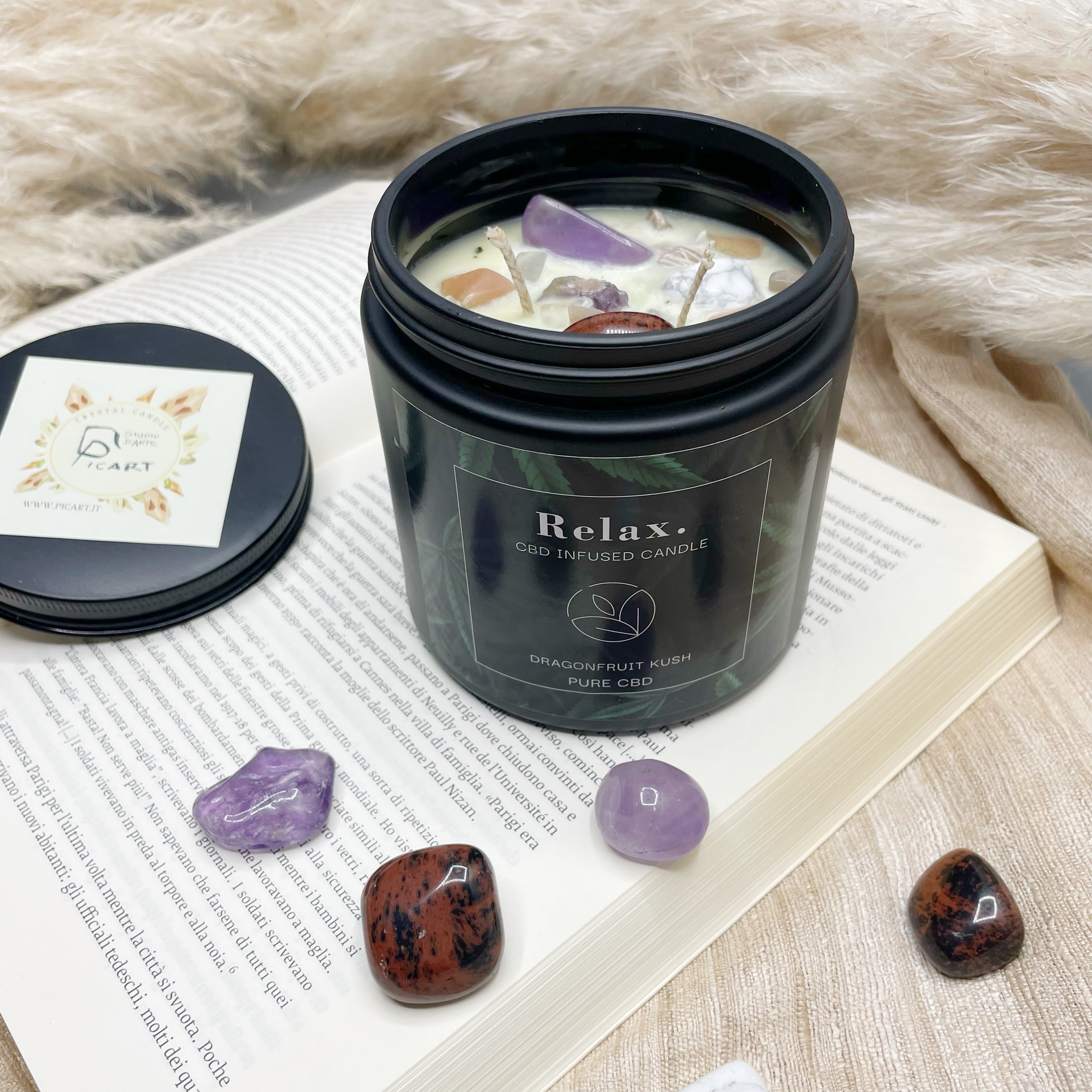 Candela RELAX - cristalli e aroma per rilassarsi
