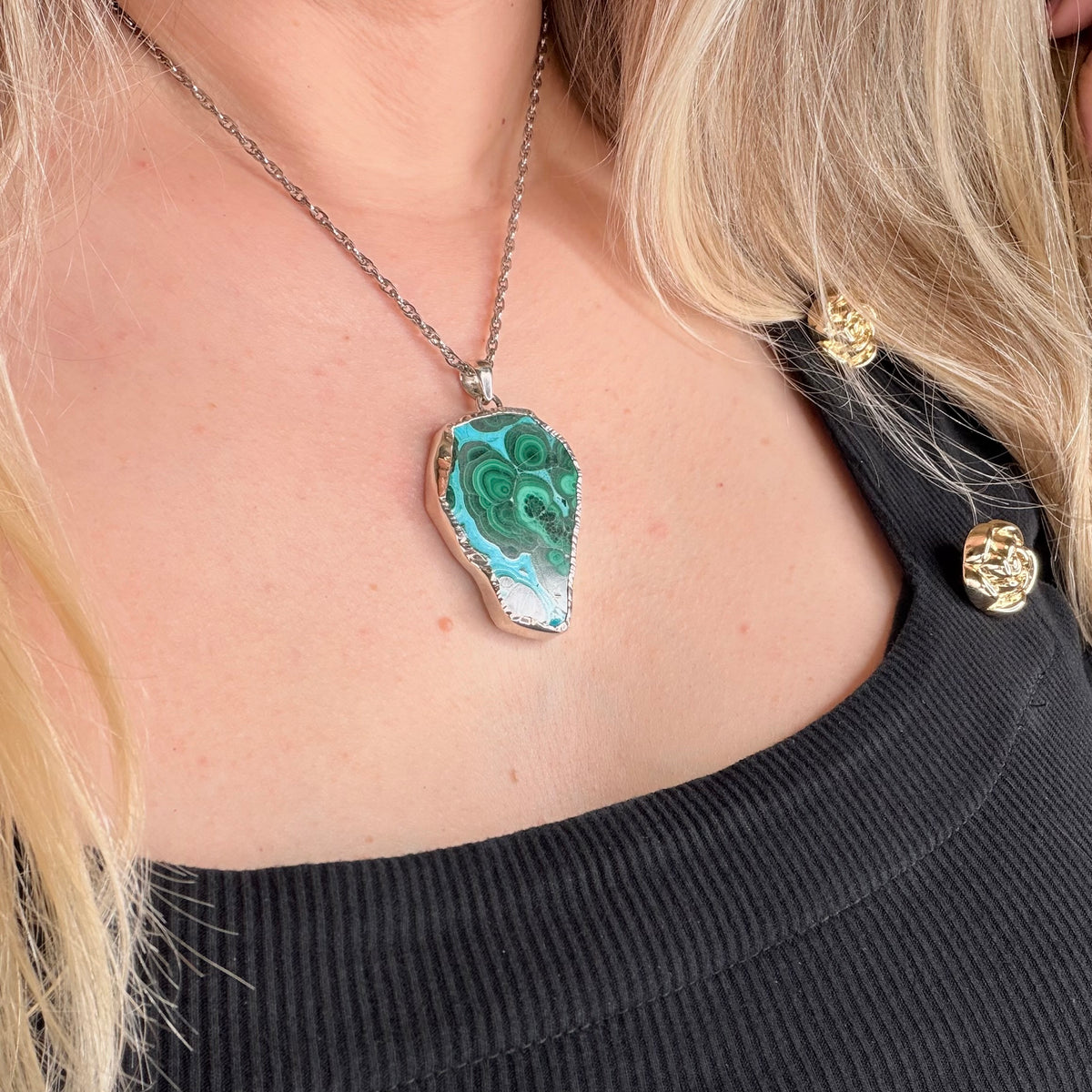 Ciondolo Malachite e Crisocolla Argento 925