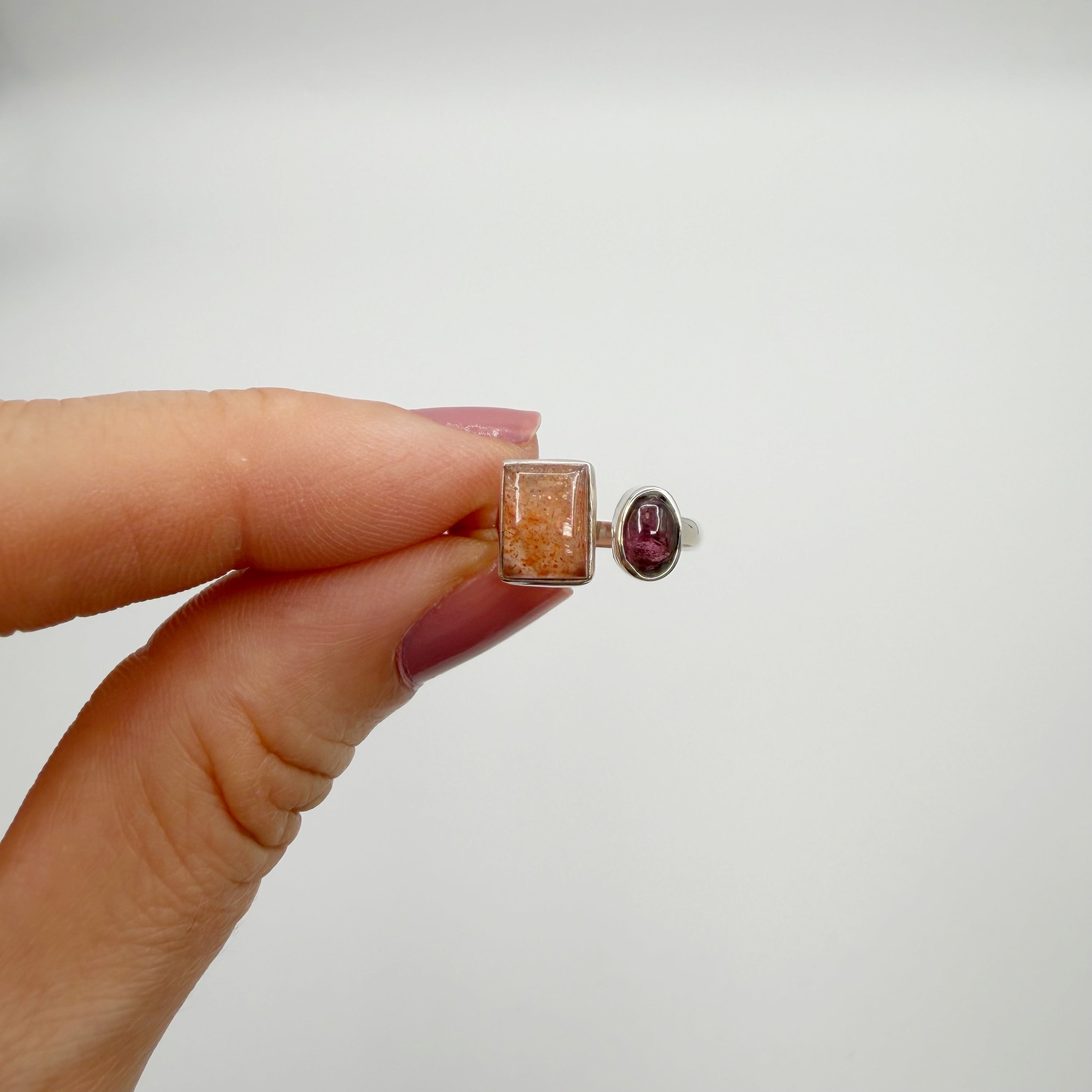 Anello Pietra del Sole e Granato - Argento 925