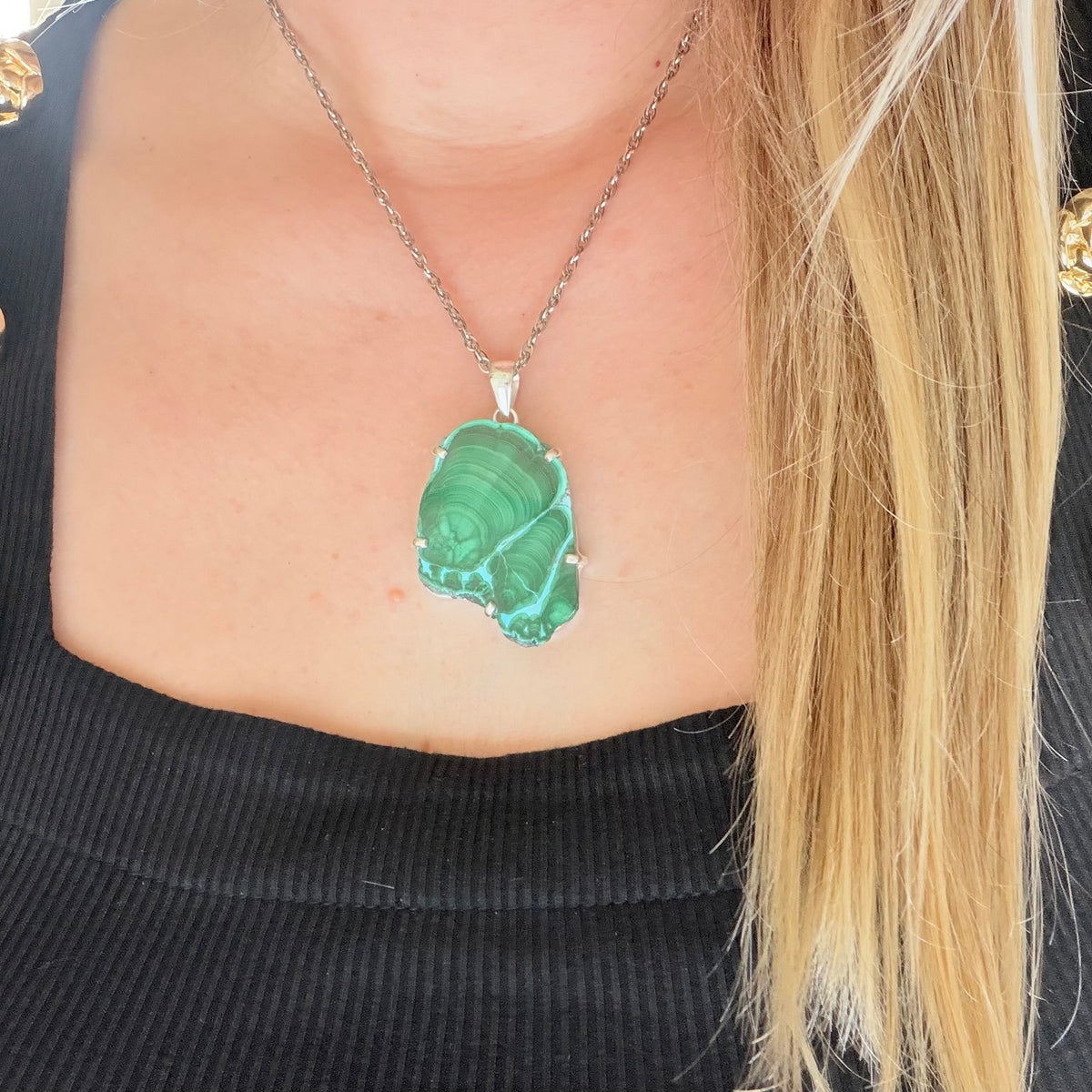 Ciondolo Malachite e Crisocolla Argento 925 - irregolare