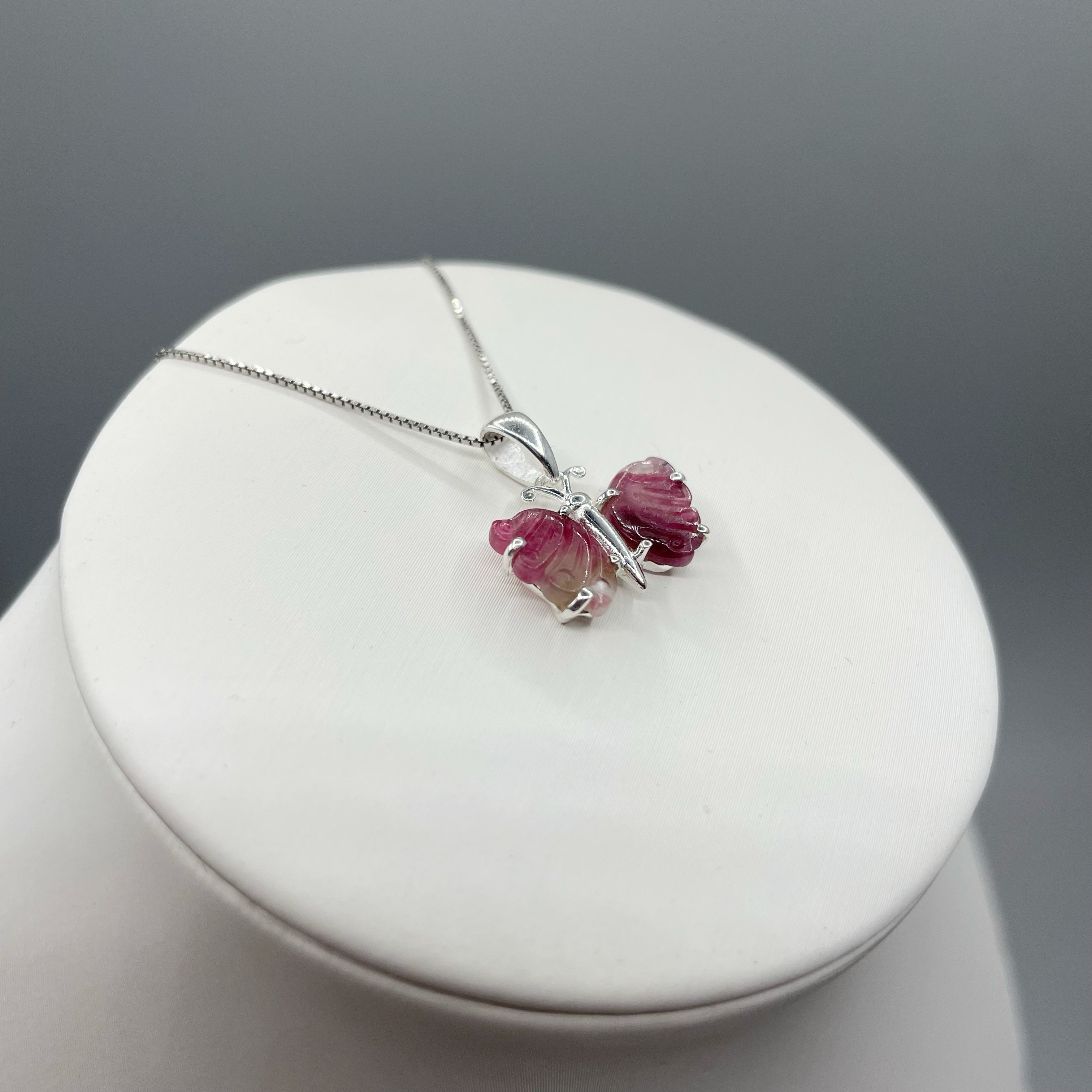 Ciondolo Farfalla Tormalina Rosa e Argento 925