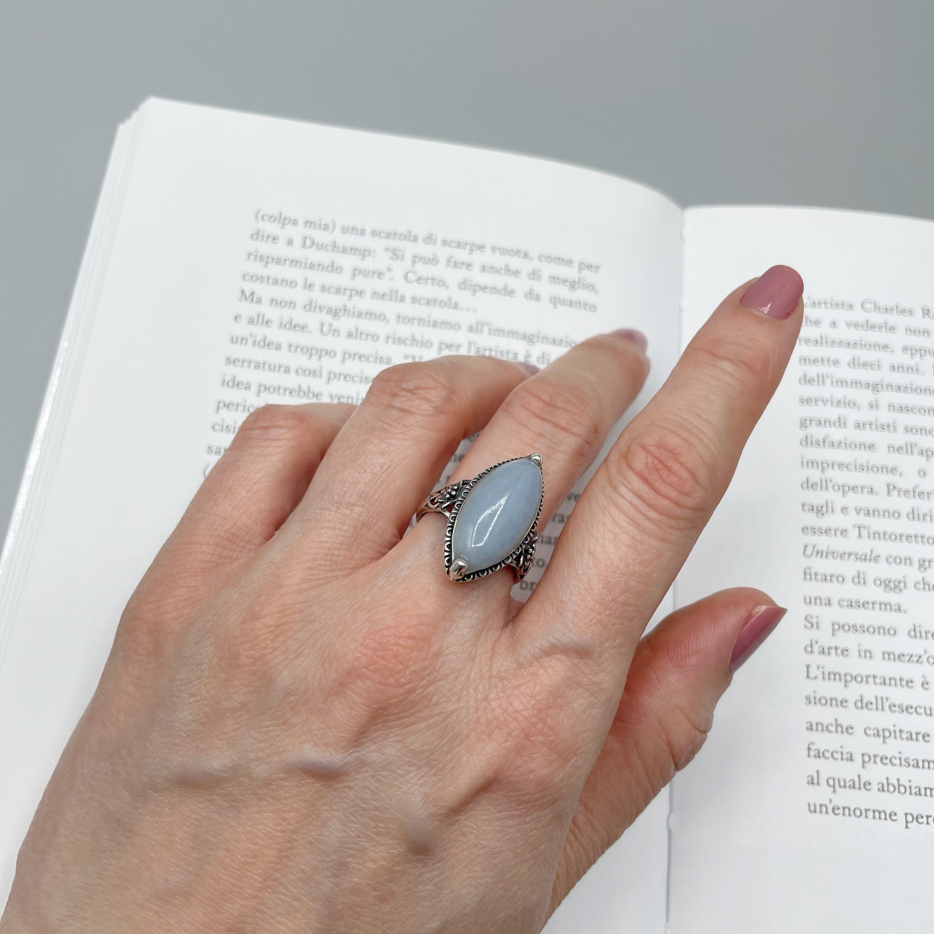 Anello Angelite e Argento 925