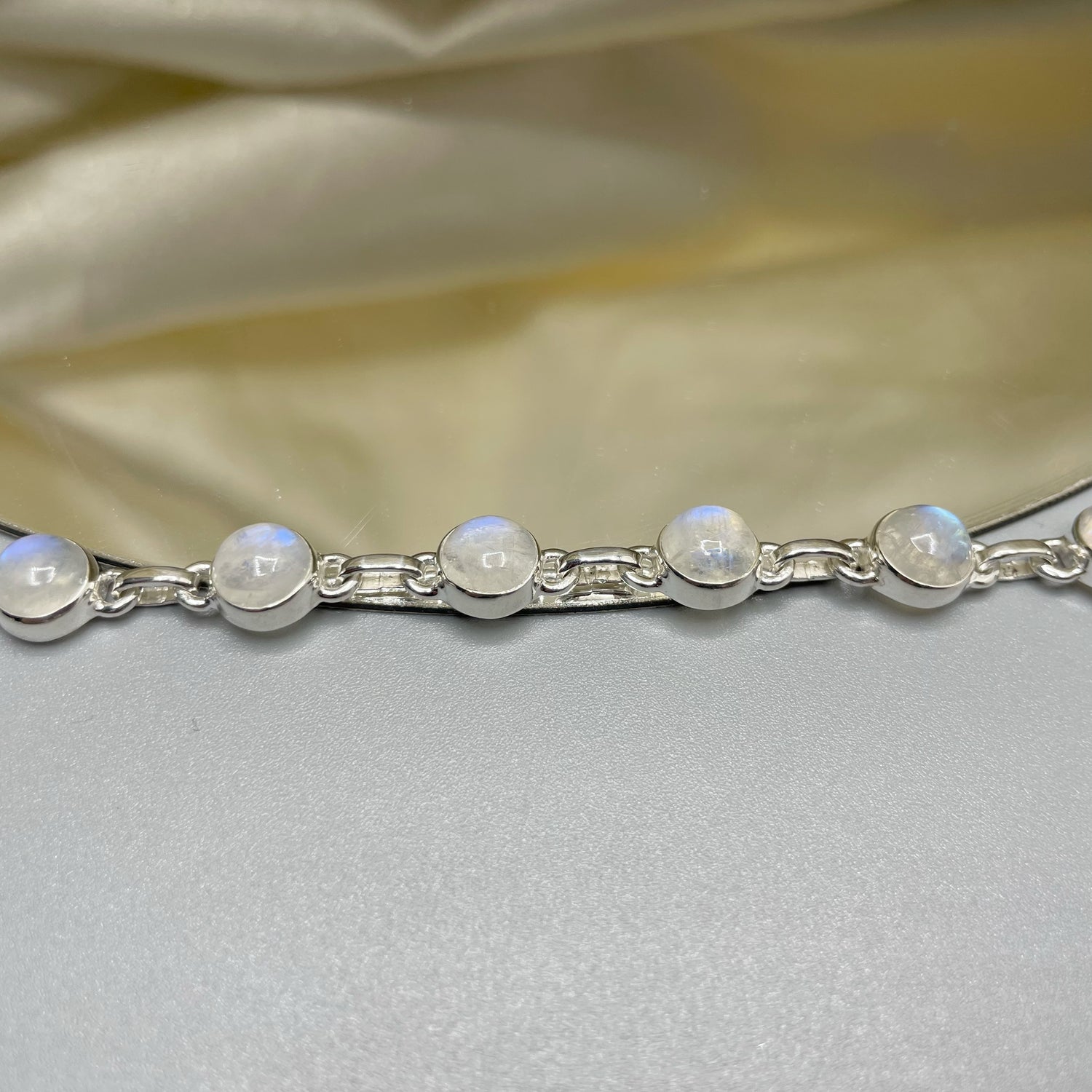 Bracciale Labradorite Bianca e Argento 925 - tondo