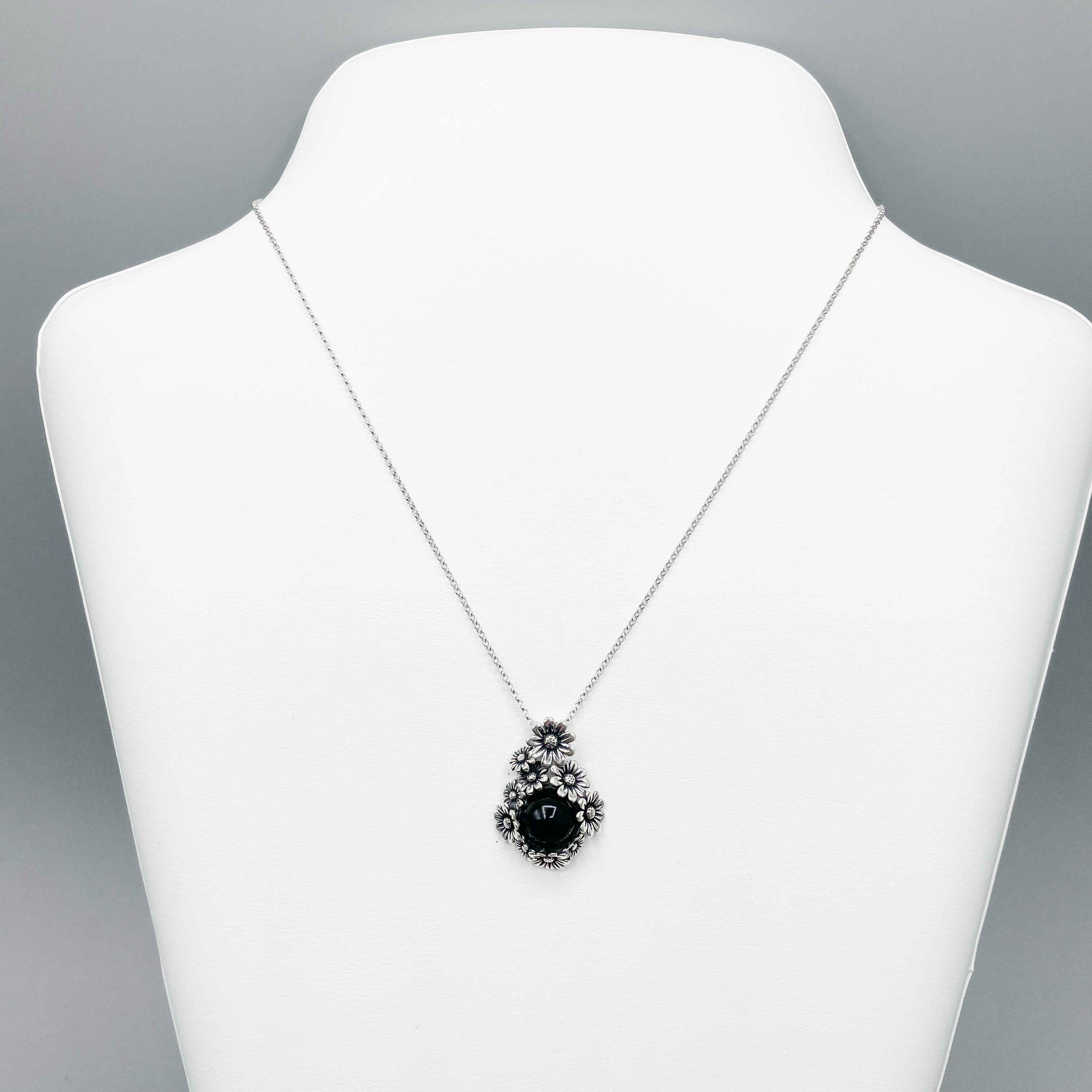 Collana Fiore Onice - Argento 925