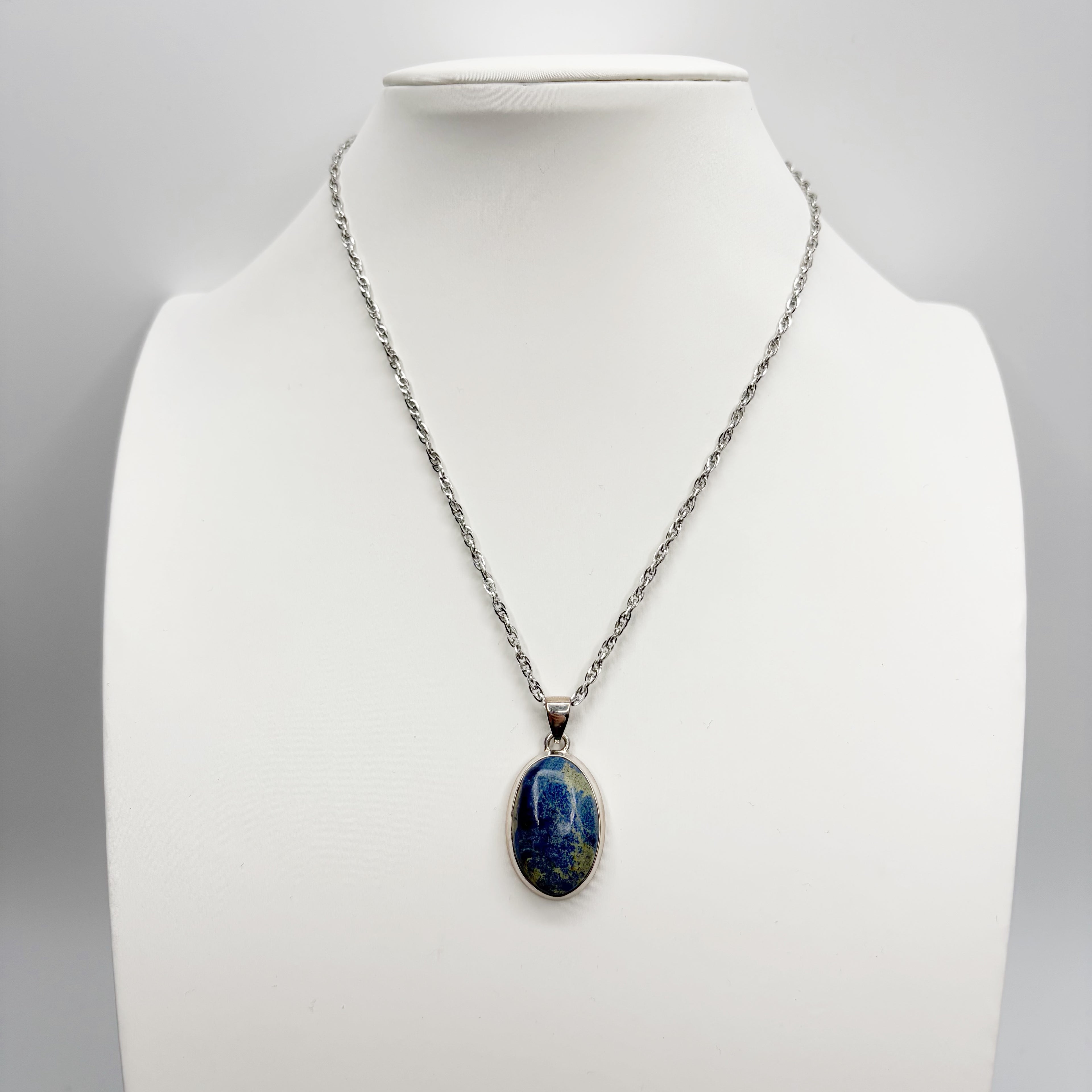 Ciondolo Azzurrite e Argento 925 - Ovale