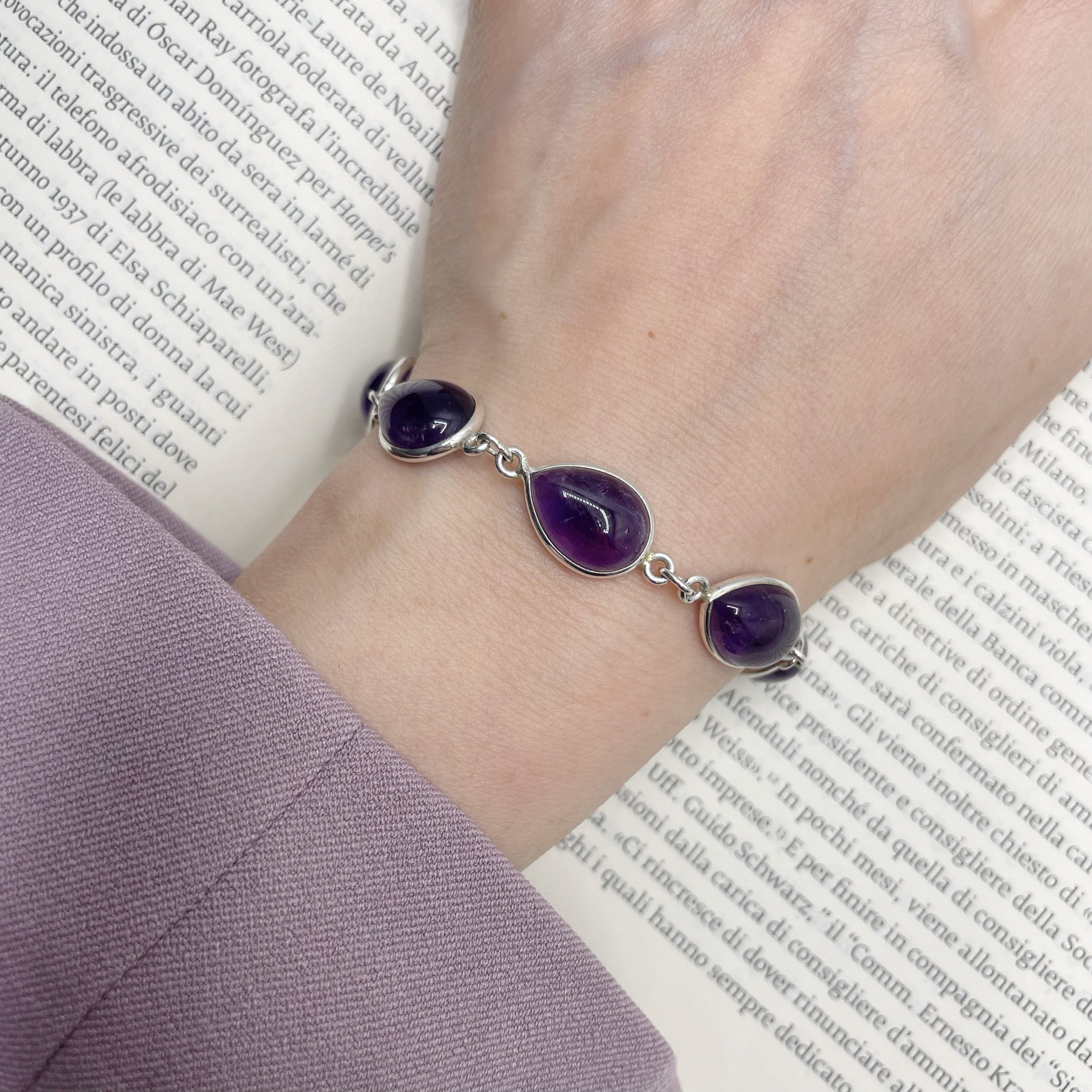 Bracciale Ametista a Goccia - Argento 925
