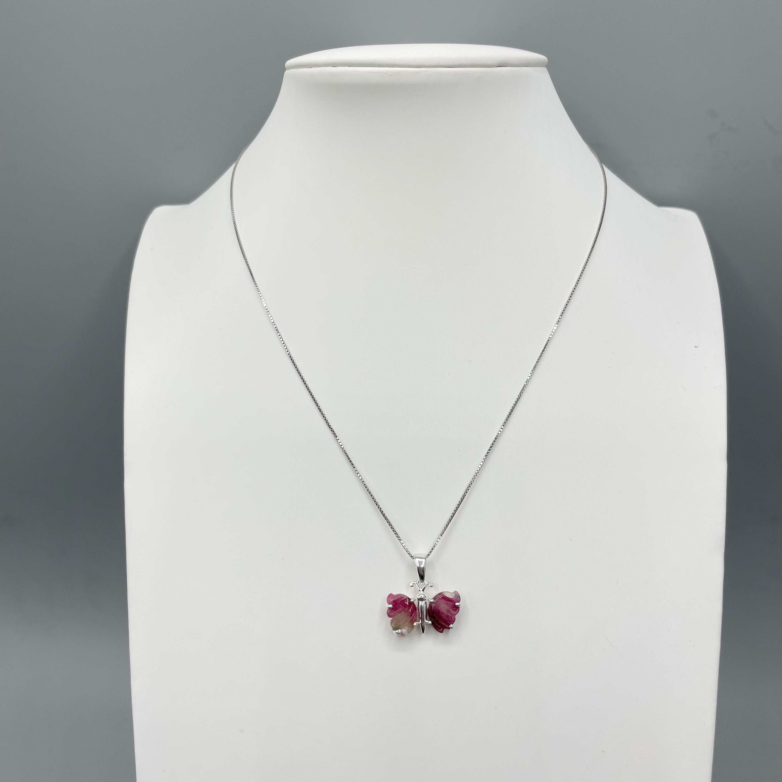 Ciondolo Farfalla Tormalina Rosa e Argento 925