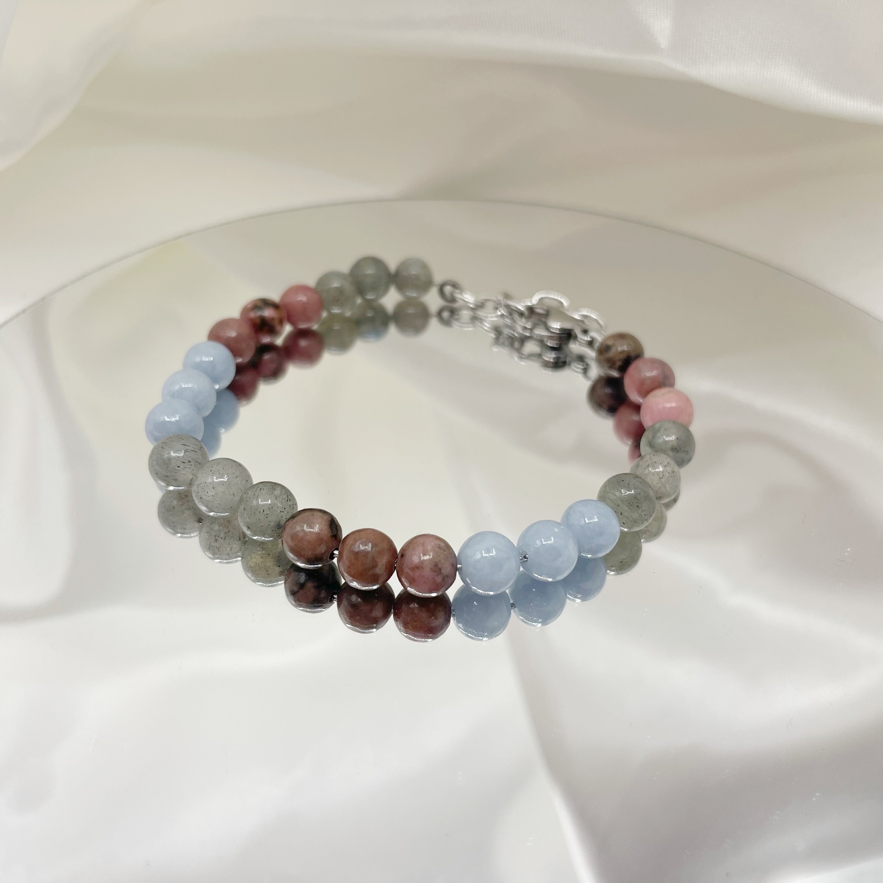 Bracciale "Se vuoi puoi" - Angelite, Labradorite, Rodonite - LIMITED EDITION