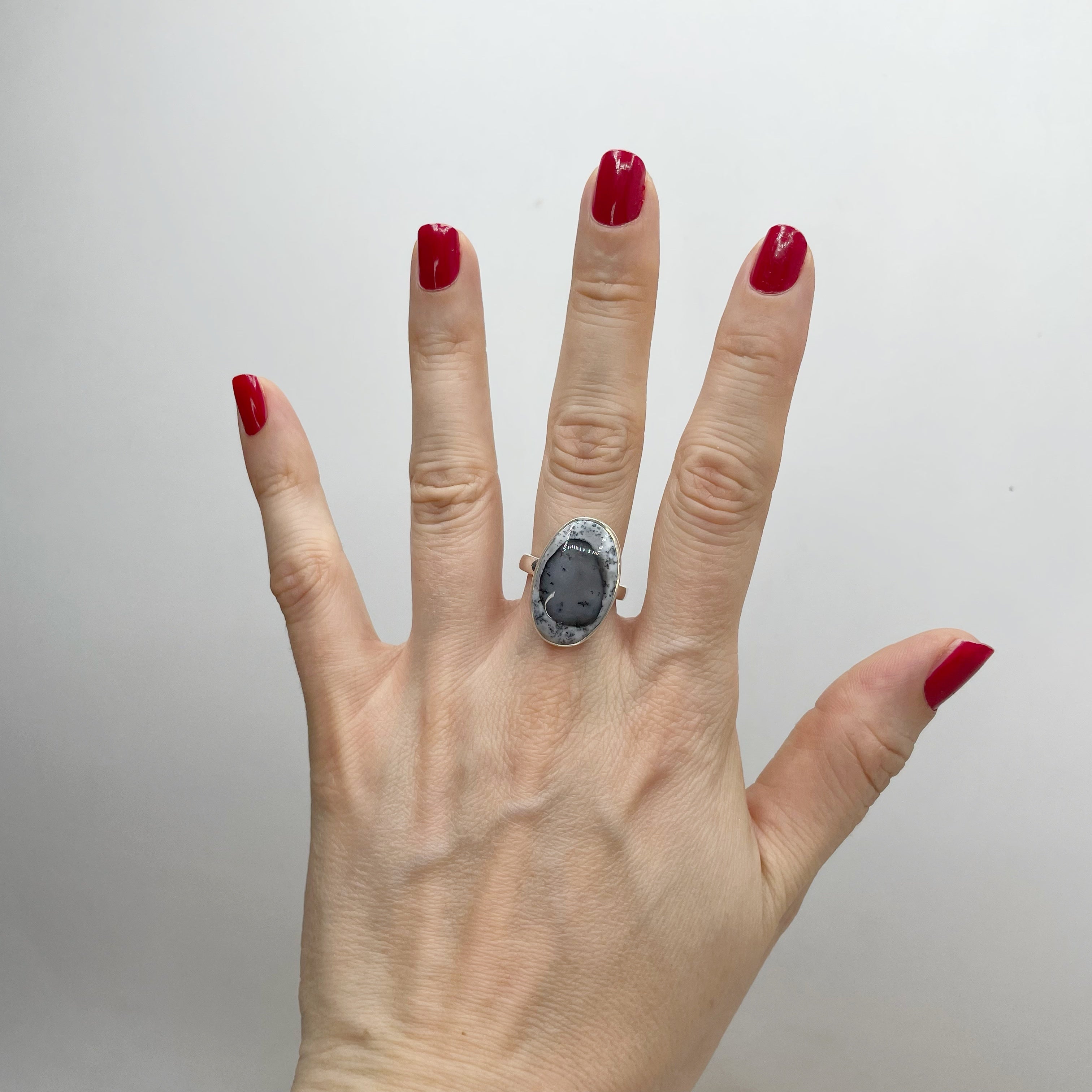 Anello Agata dendritica Ovale - Argento 925