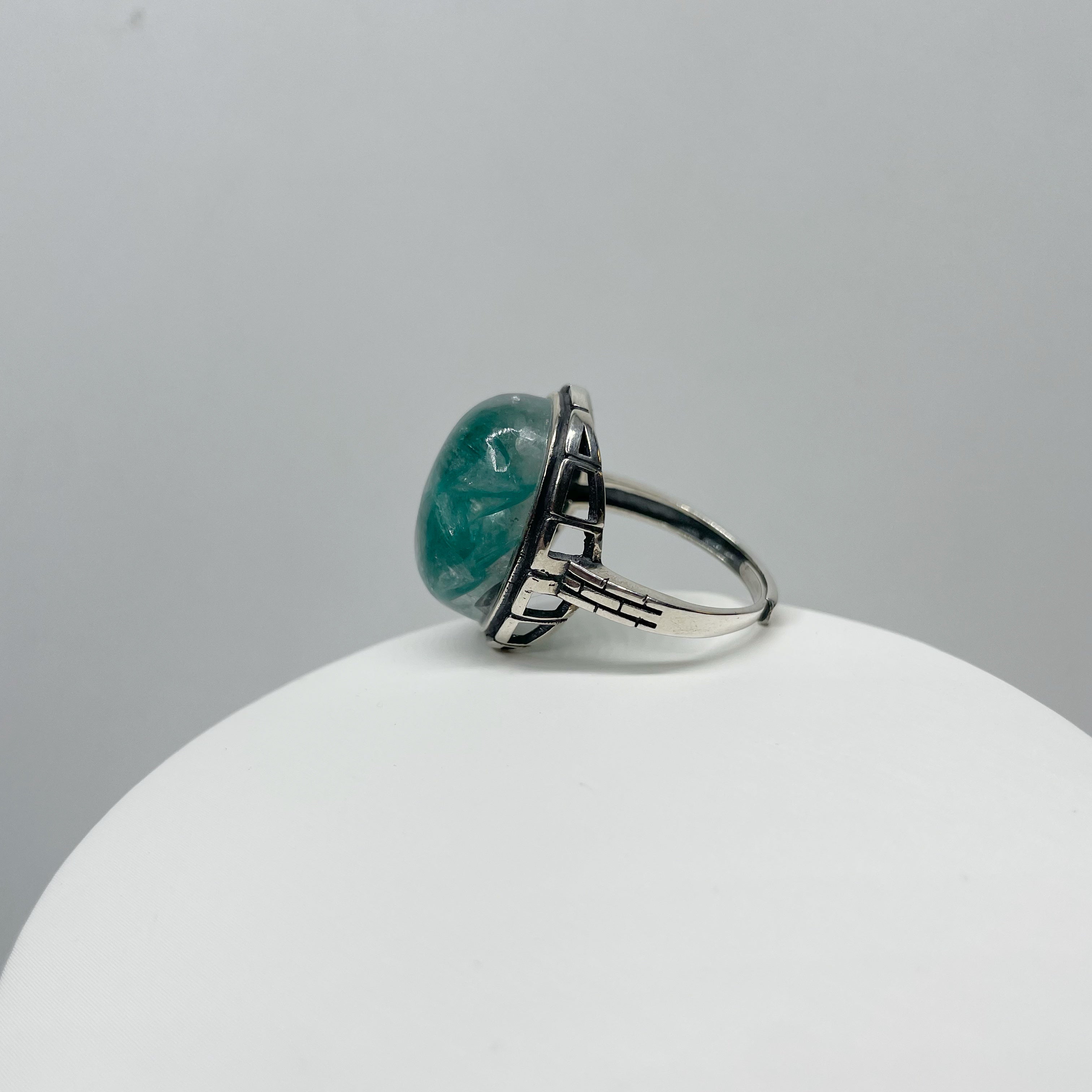 Anello Lepidolite Verde Ovale - Argento 925
