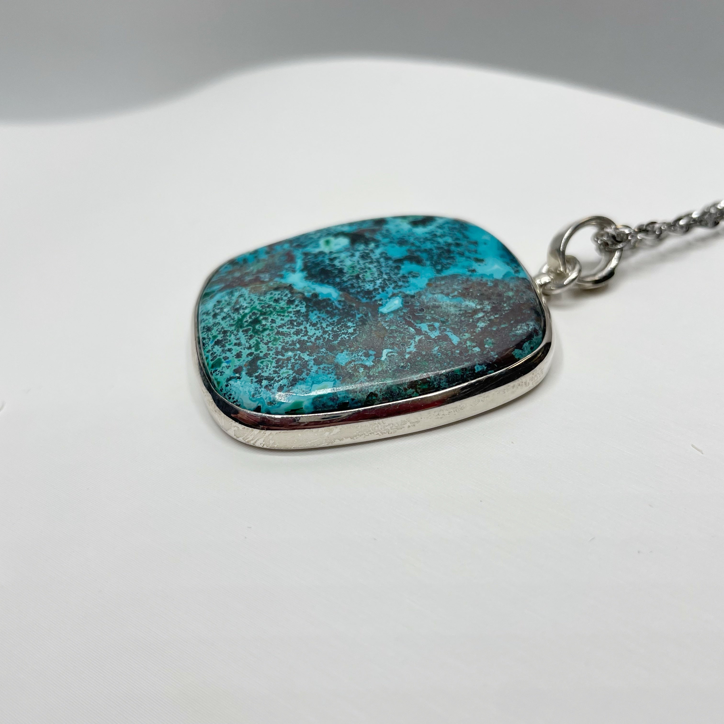 Ciondolo Crisocolla con Albero della Vita - Argento 925