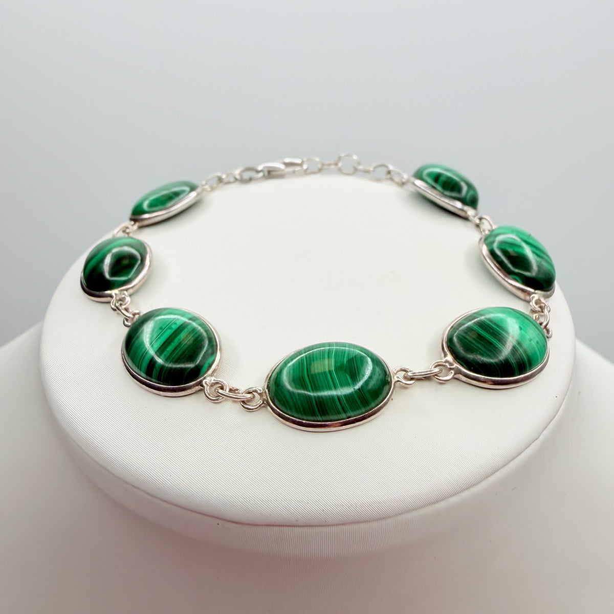 Bracciale Malachite e Argento 925 - Ovale