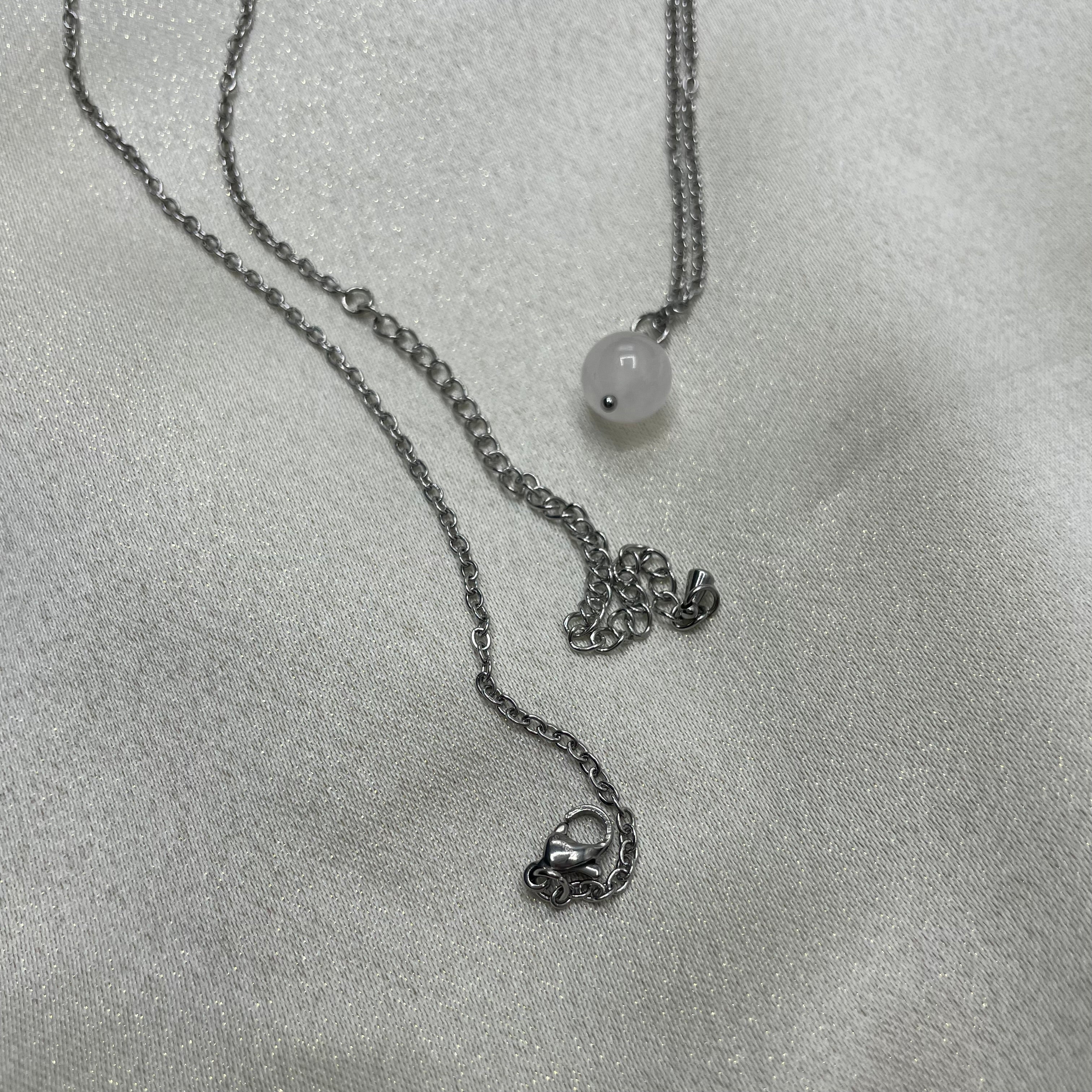 Collana lunga Quarzo Rosa - acciaio