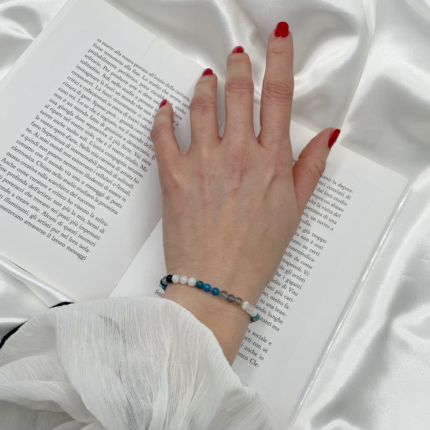 Bracciale Gemelli - Apatite, Fluorite, Labradorite Bianca