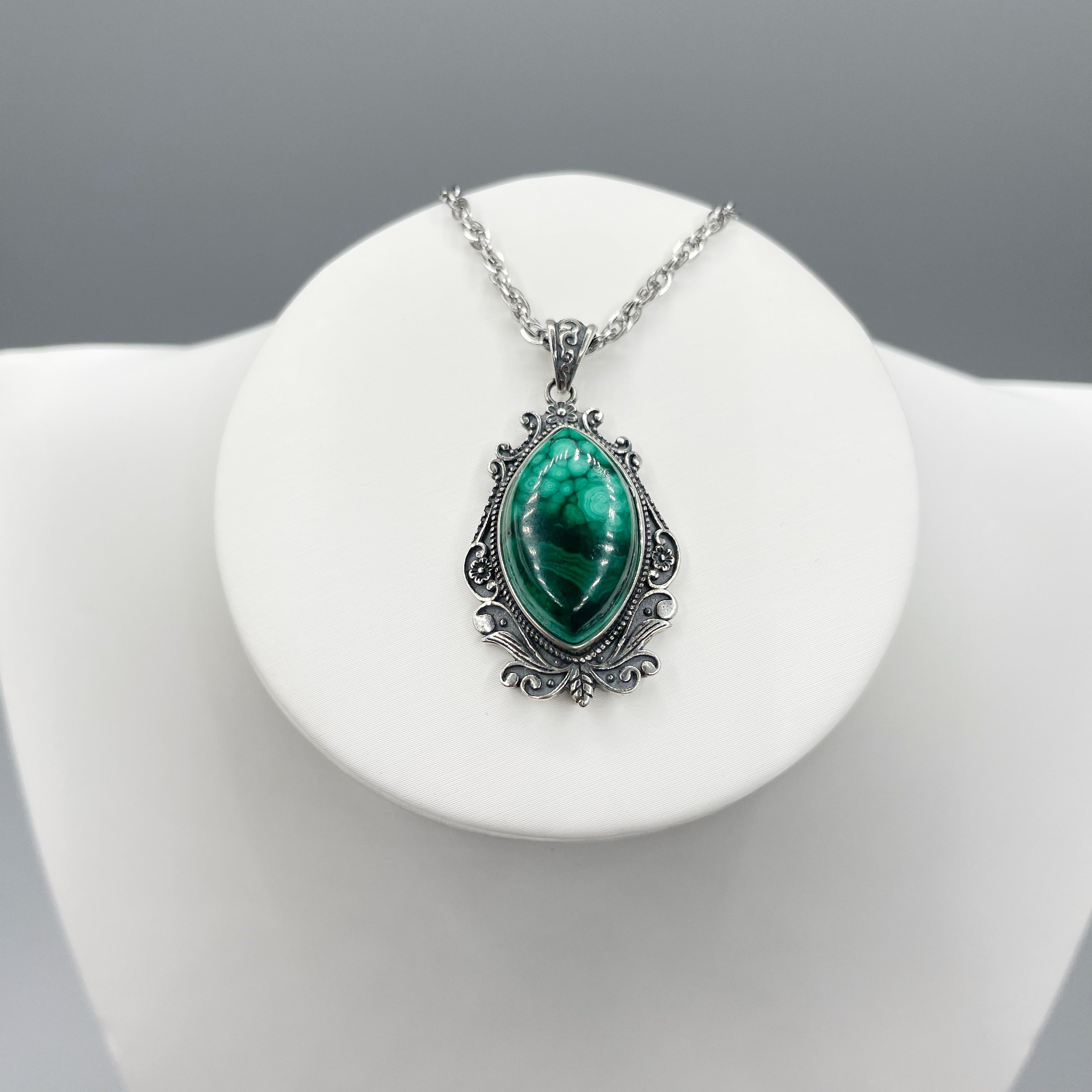 Ciondolo Malachite Vintage - Argento 925