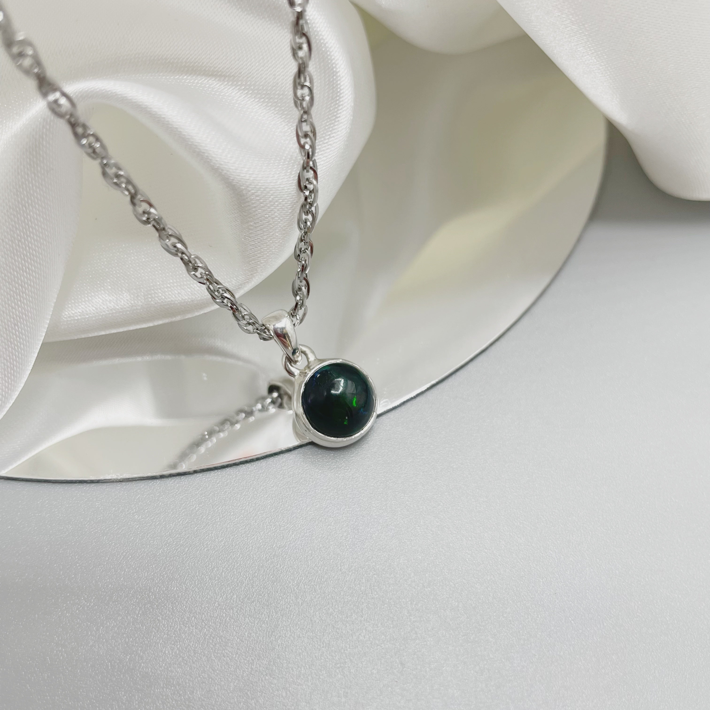 Ciondolo Opale Nero Chalama Tondo - Argento 925