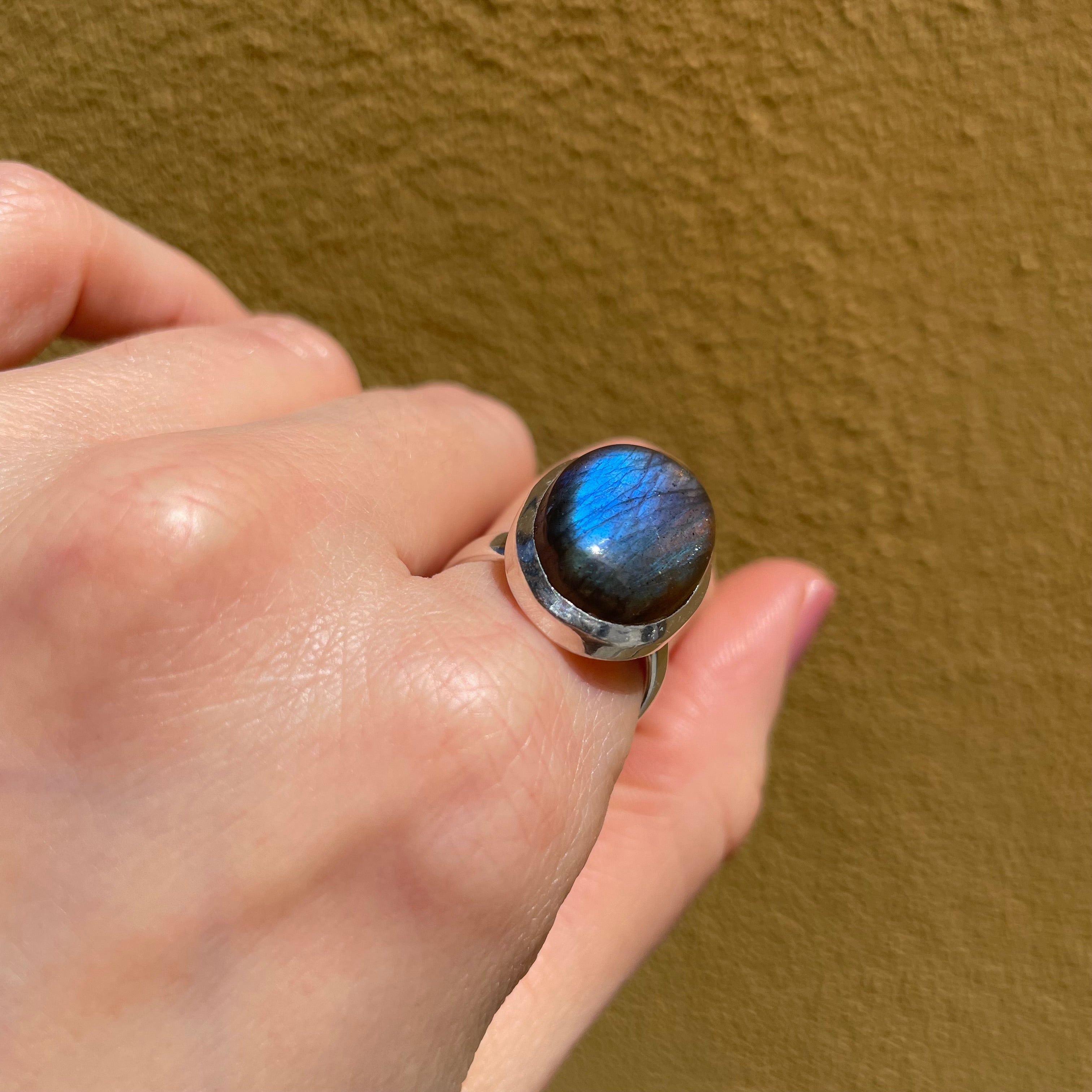 Anello Labradorite Blu e Argento 925