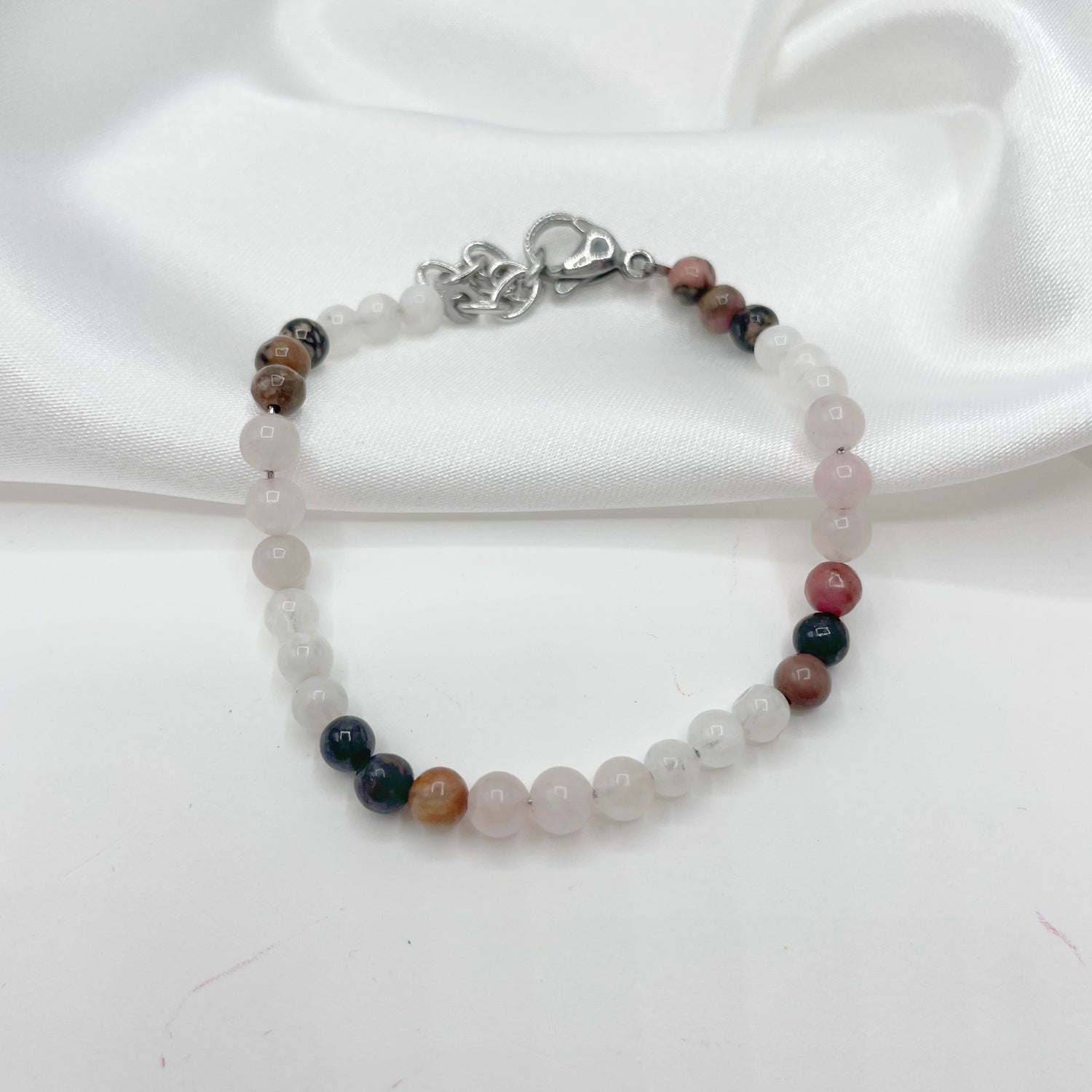 Bracciale Vergine - Quarzo Rosa, Rodonite, Labradorite