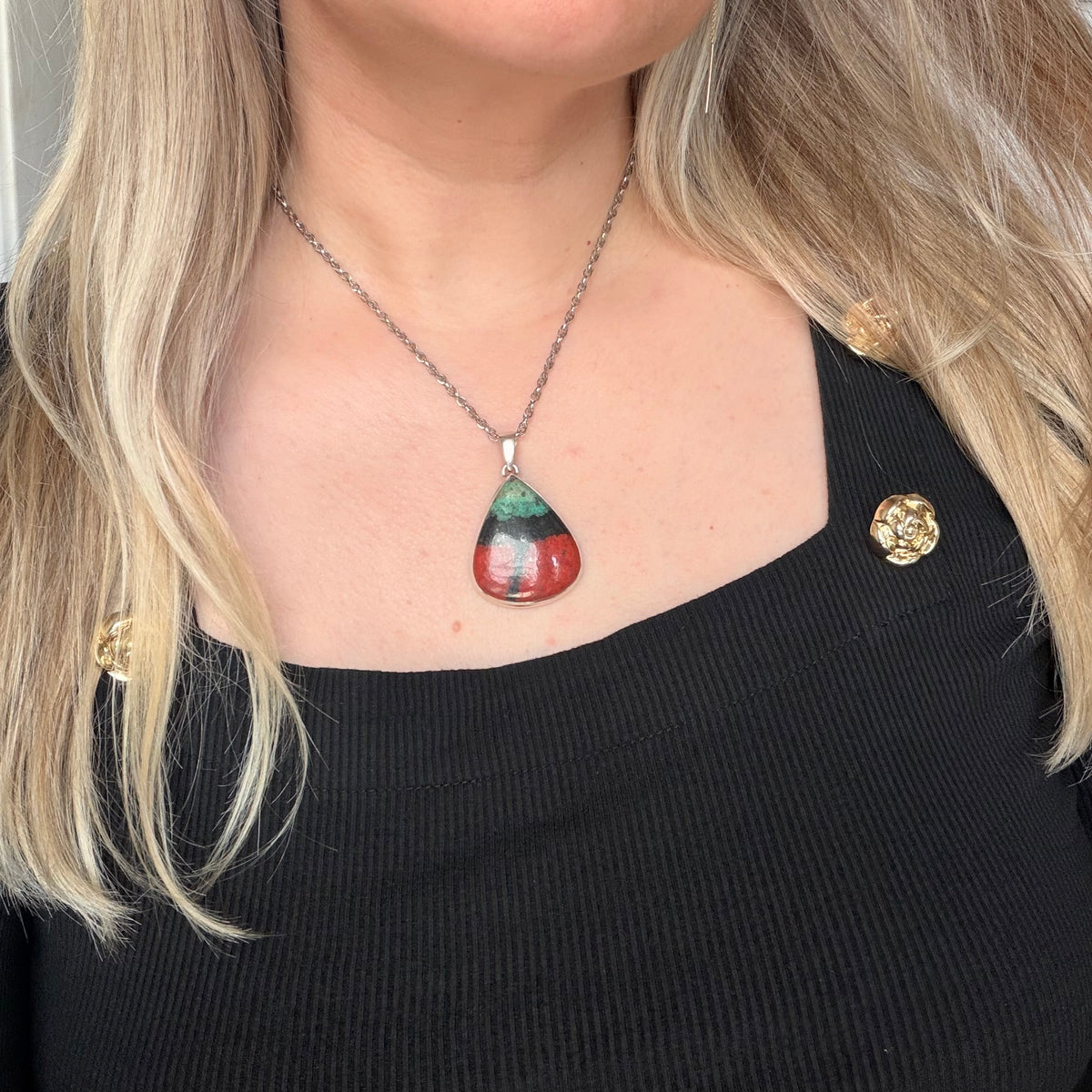 Ciondolo Cuprite e Argento 925 - Goccia grande