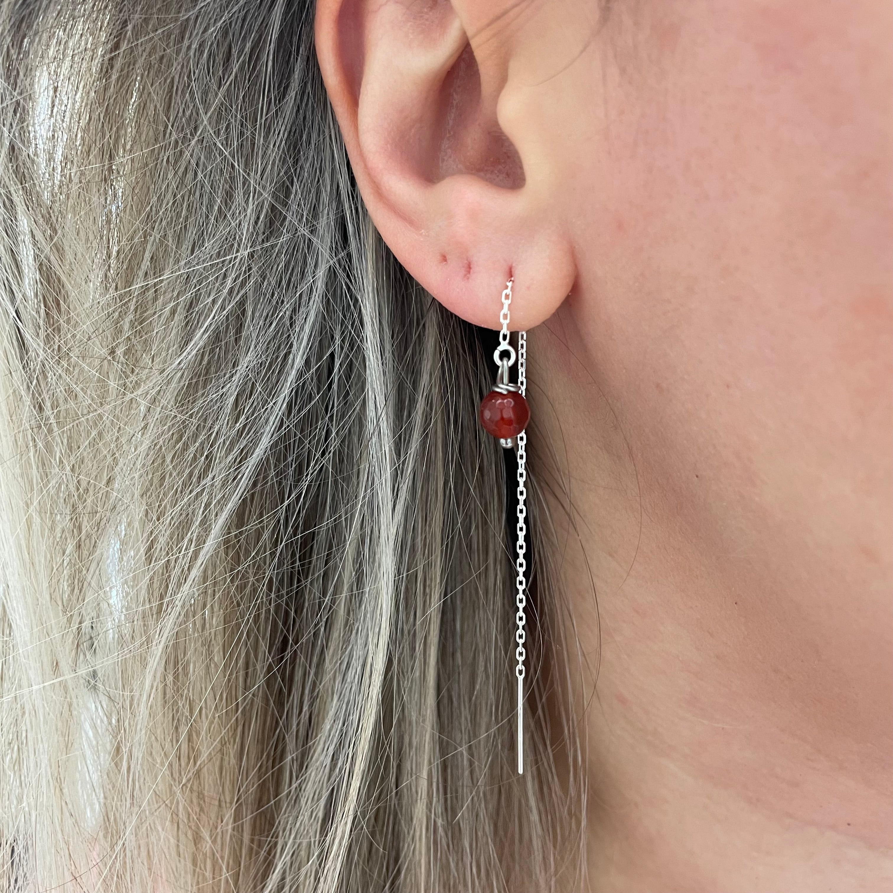 Orecchini Saliscendi Corniola e Argento 925
