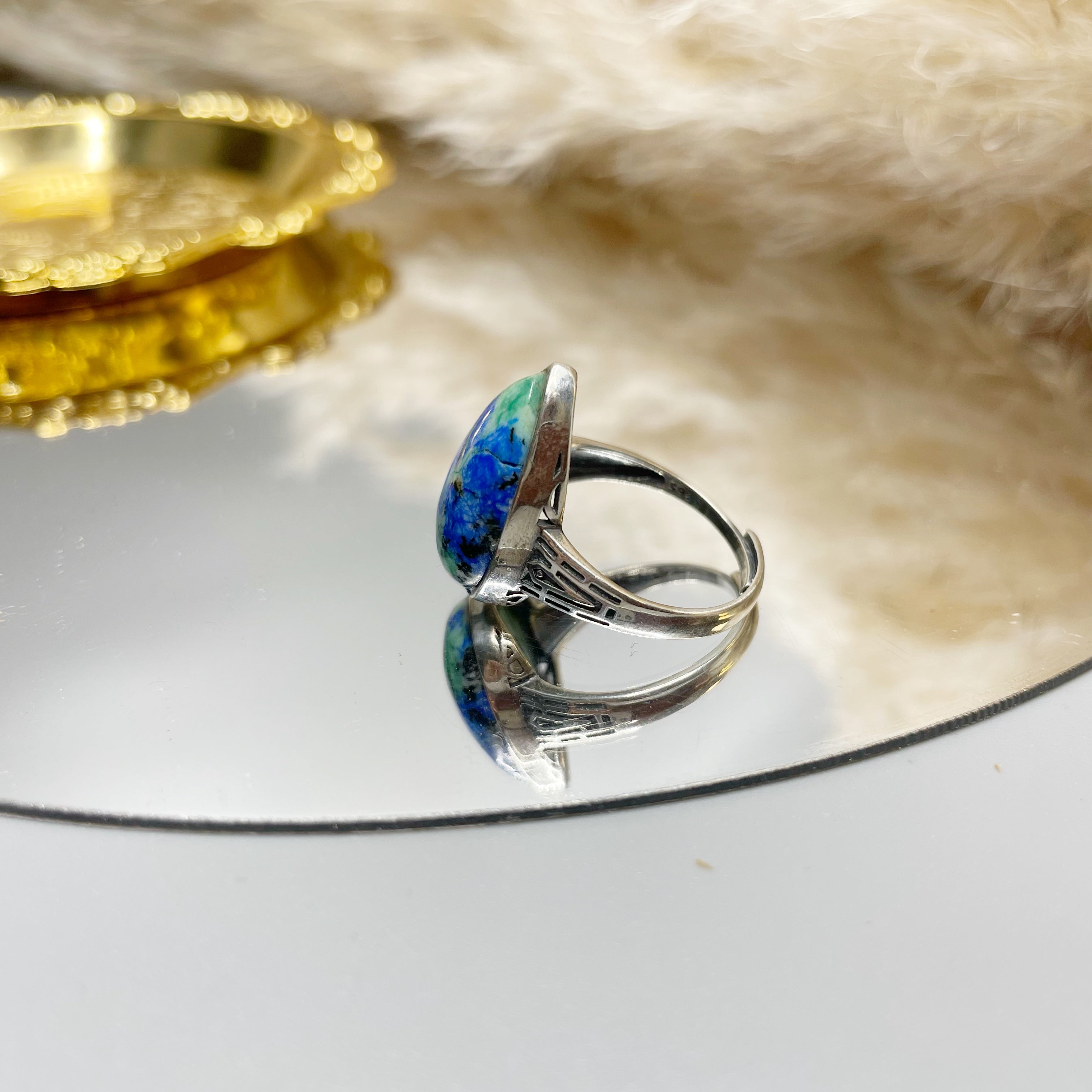 Anello Turchese Naturale e Lapislazzuli - Argento 925