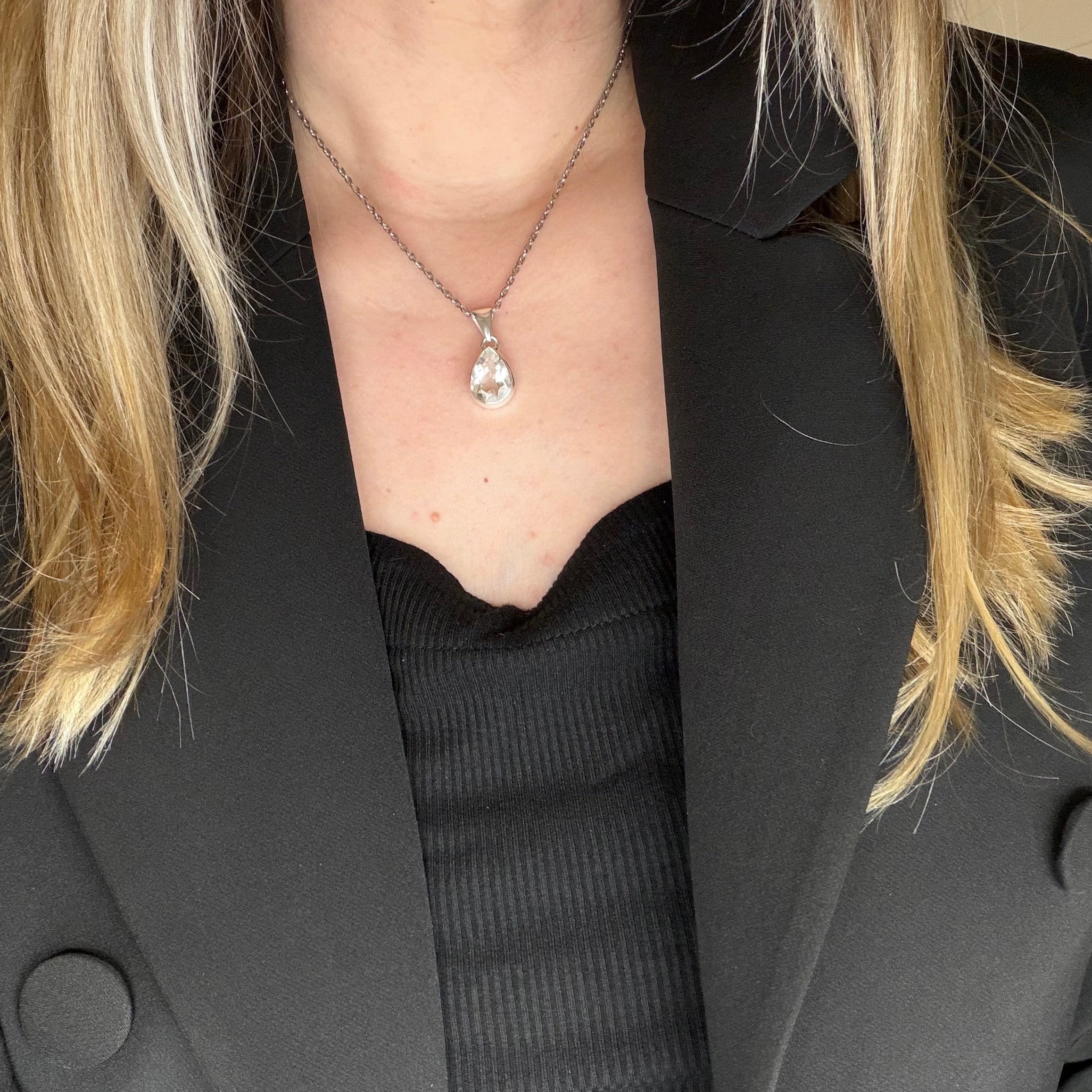 Ciondolo Cristallo di Rocca e Argento 925 - a Goccia