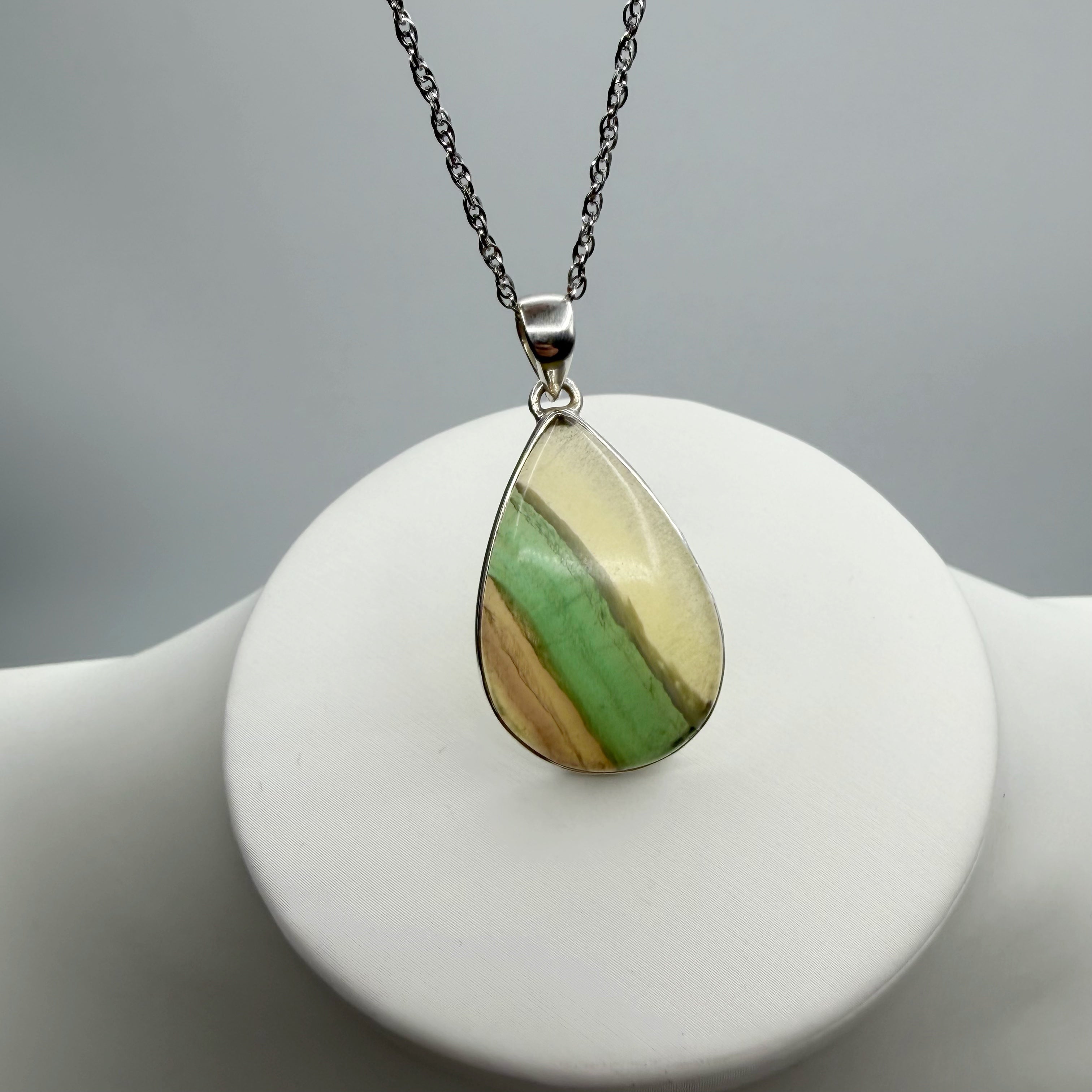 Ciondolo Fluorite Arcobaleno a Goccia - Argento 925