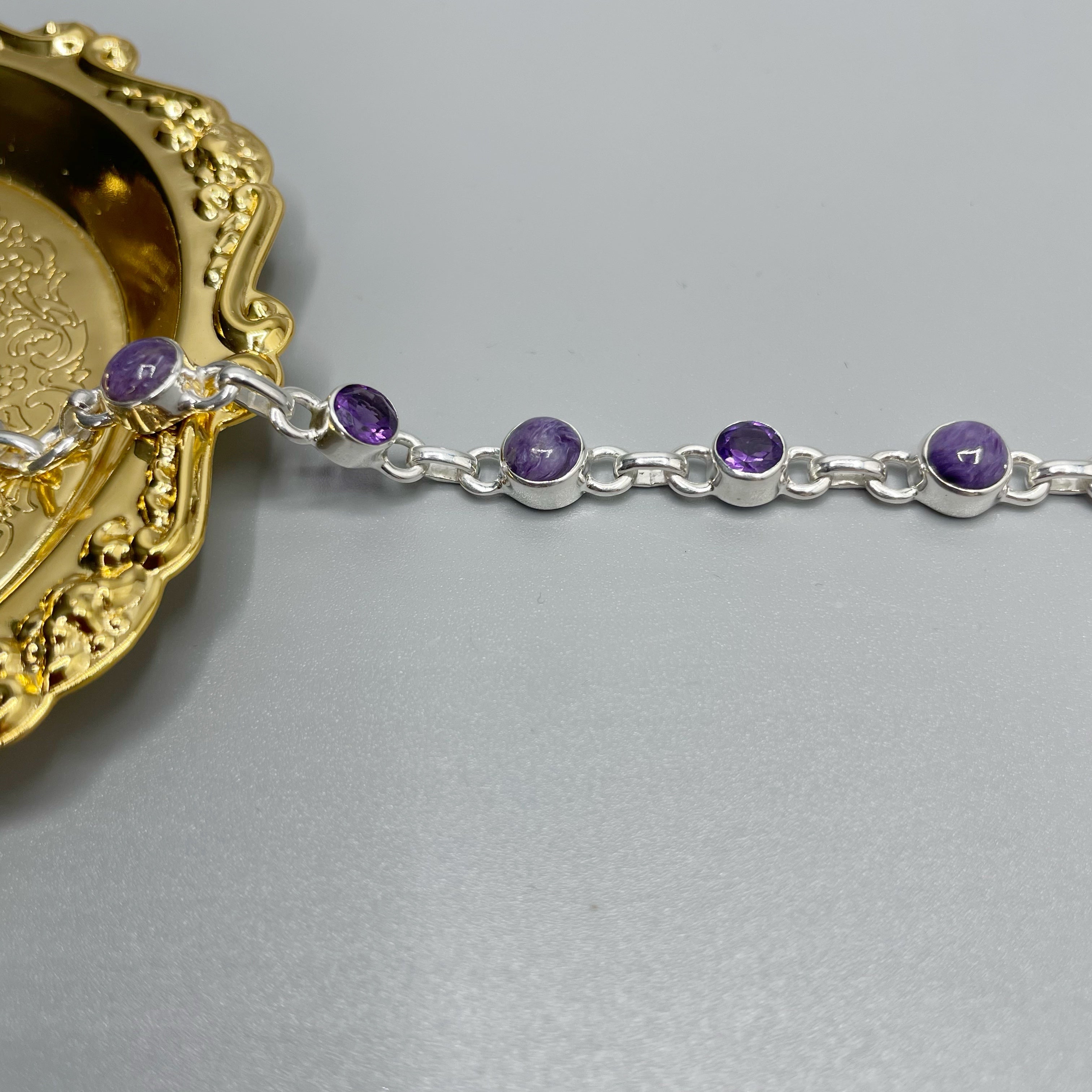 Bracciale Ametista, Ciaroite e Argento 925