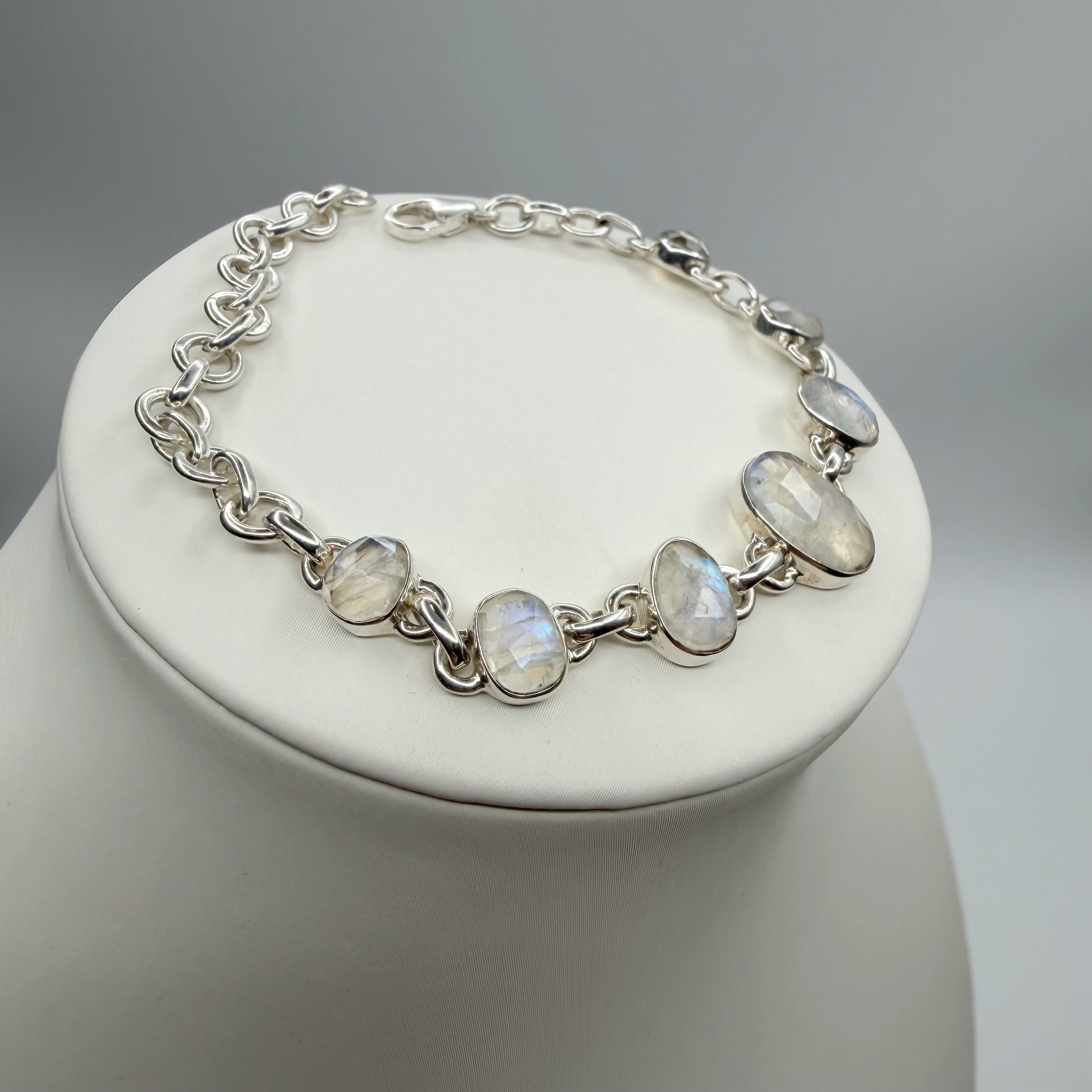Bracciale Labradorite Bianca e Argento 925 - sfaccettato