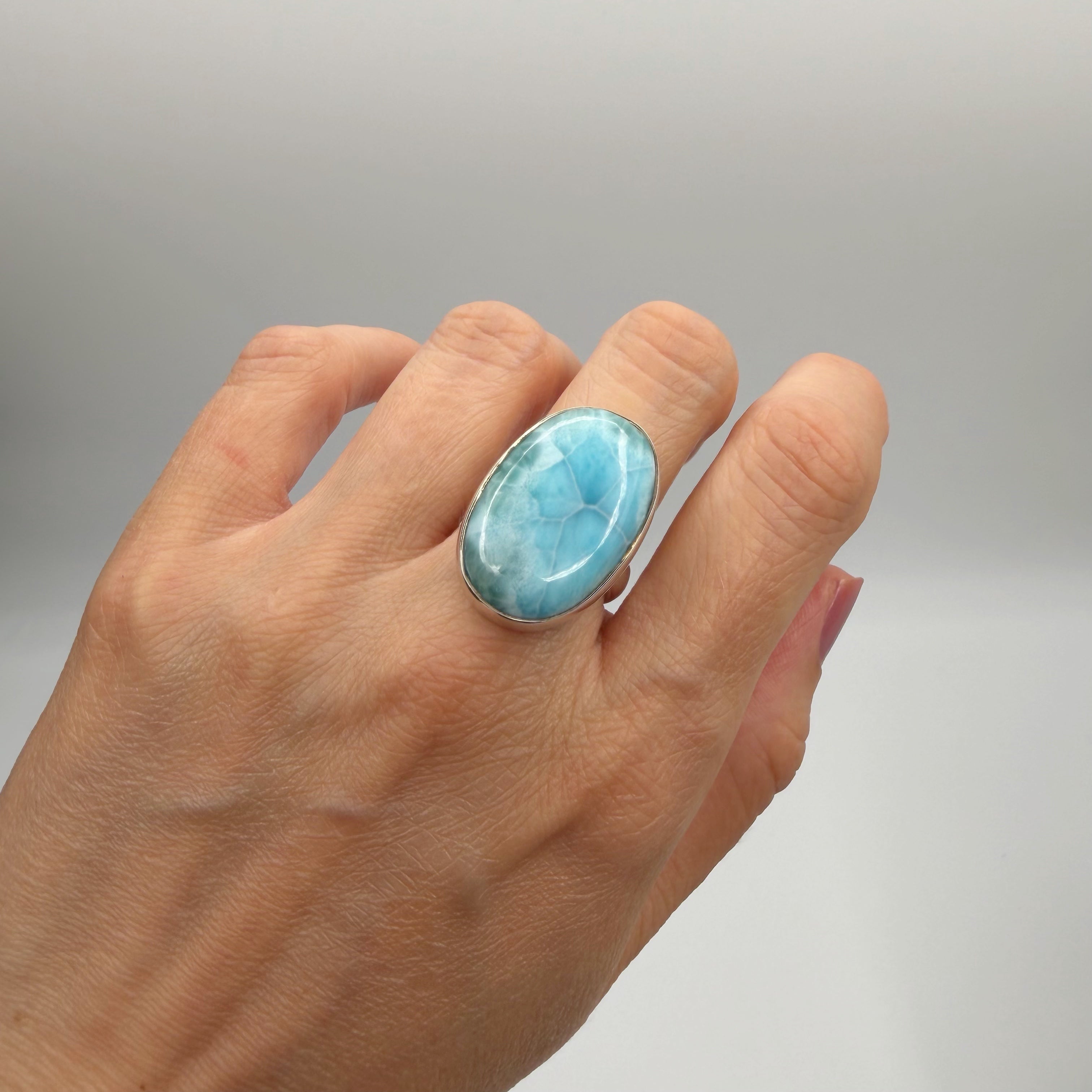 Anello Larimar Argento 925 - Ovale grande