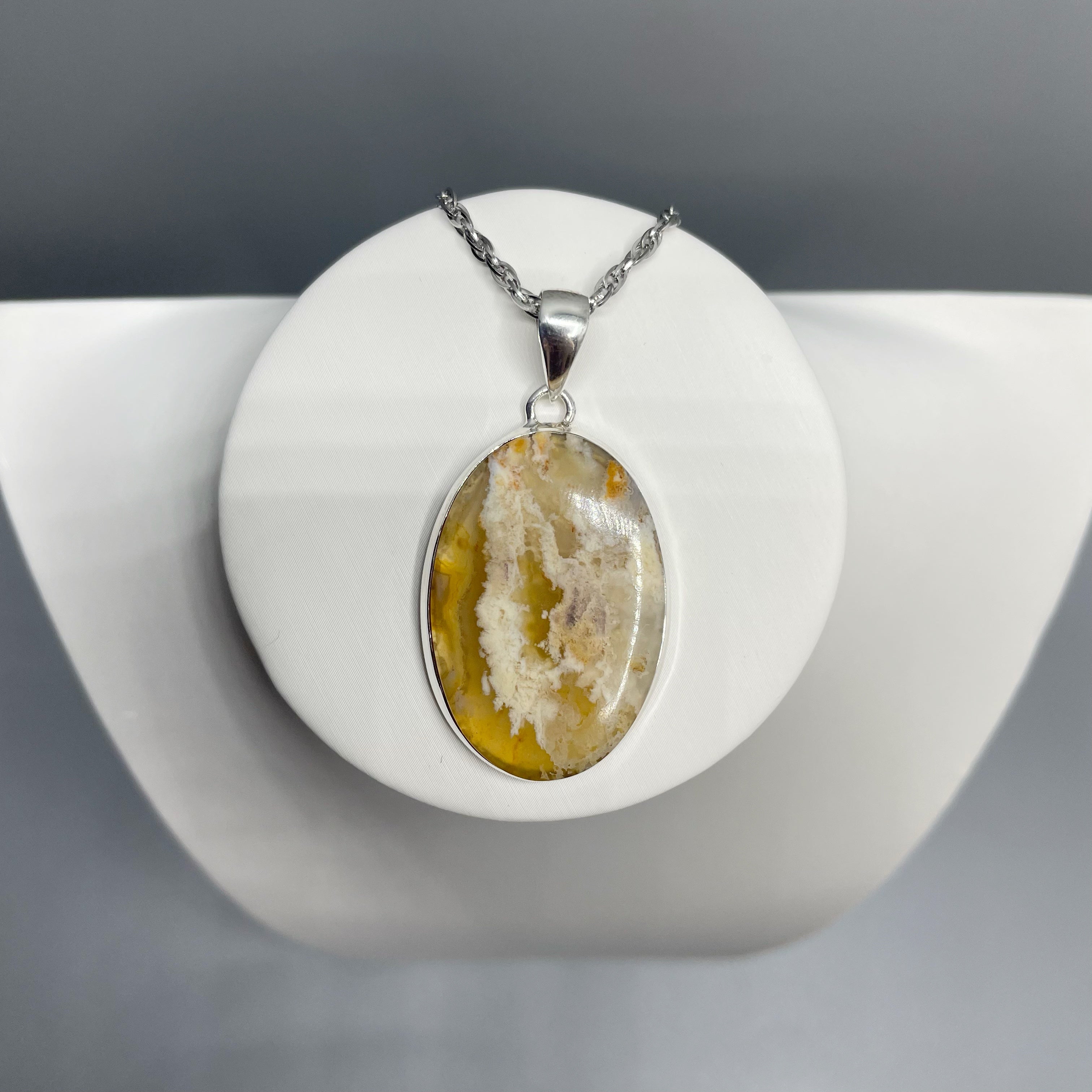 Ciondolo Agata Plume Ovale e Argento 925