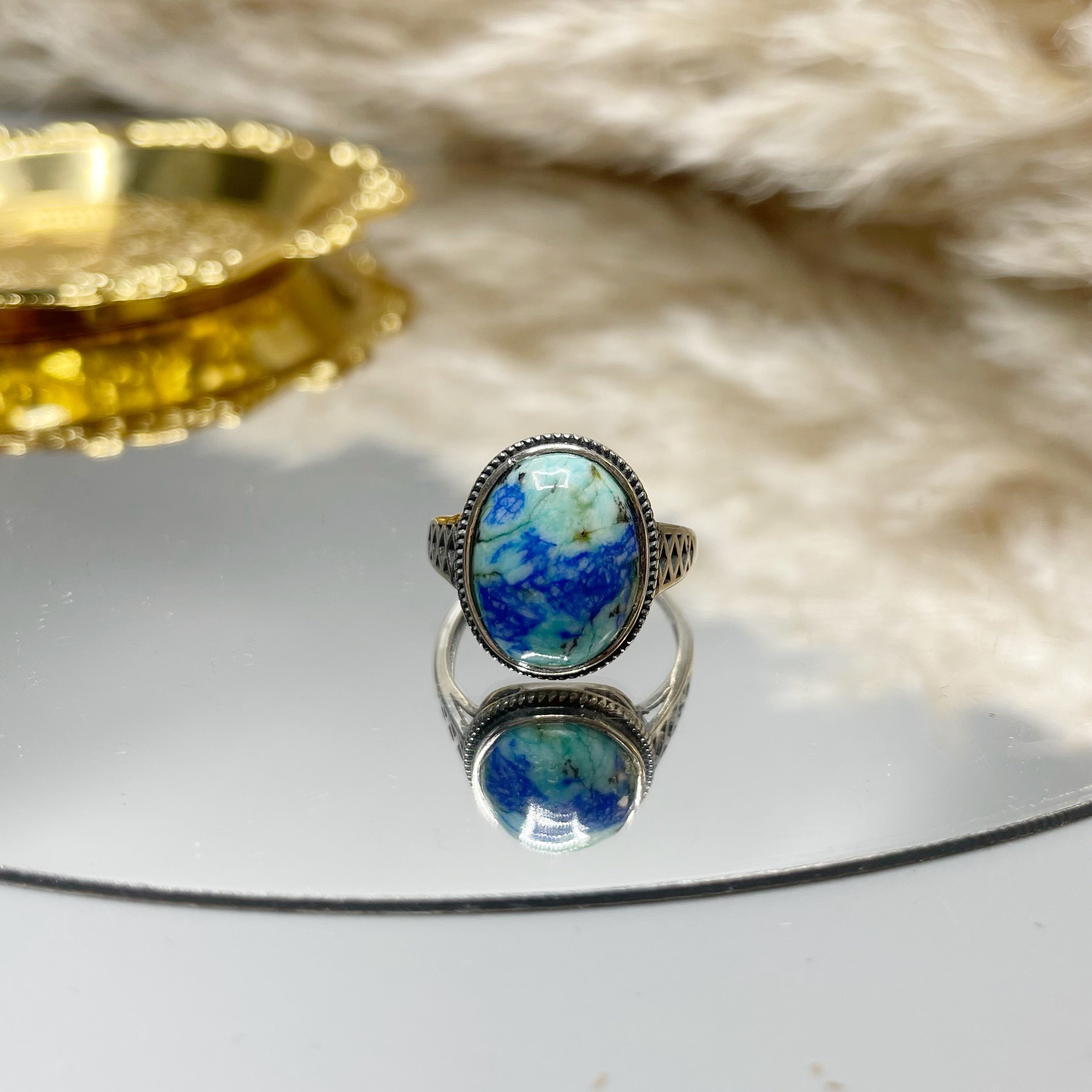 Anello Turchese Naturale e Lapislazzuli - Argento 925