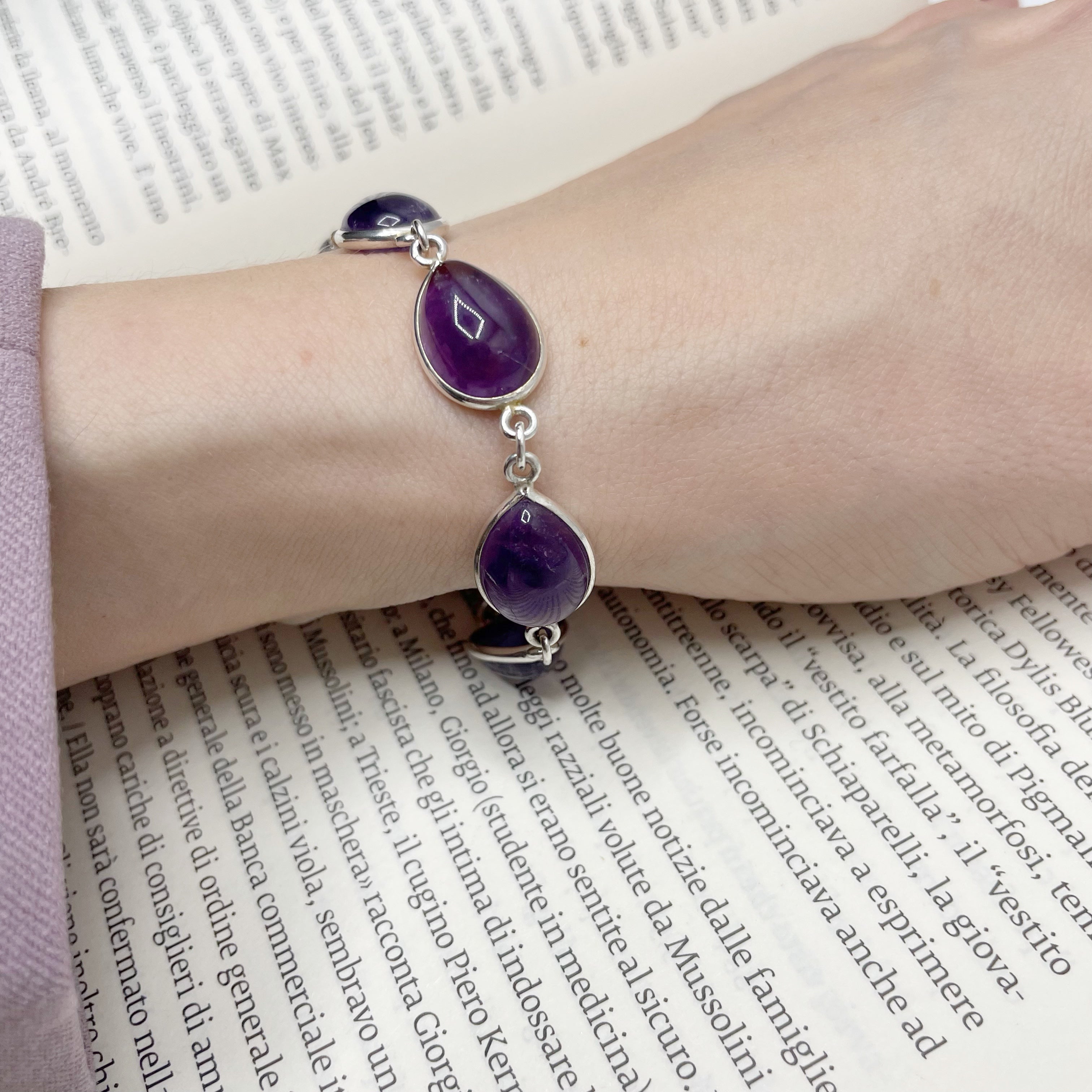 Bracciale Ametista a Goccia - Argento 925