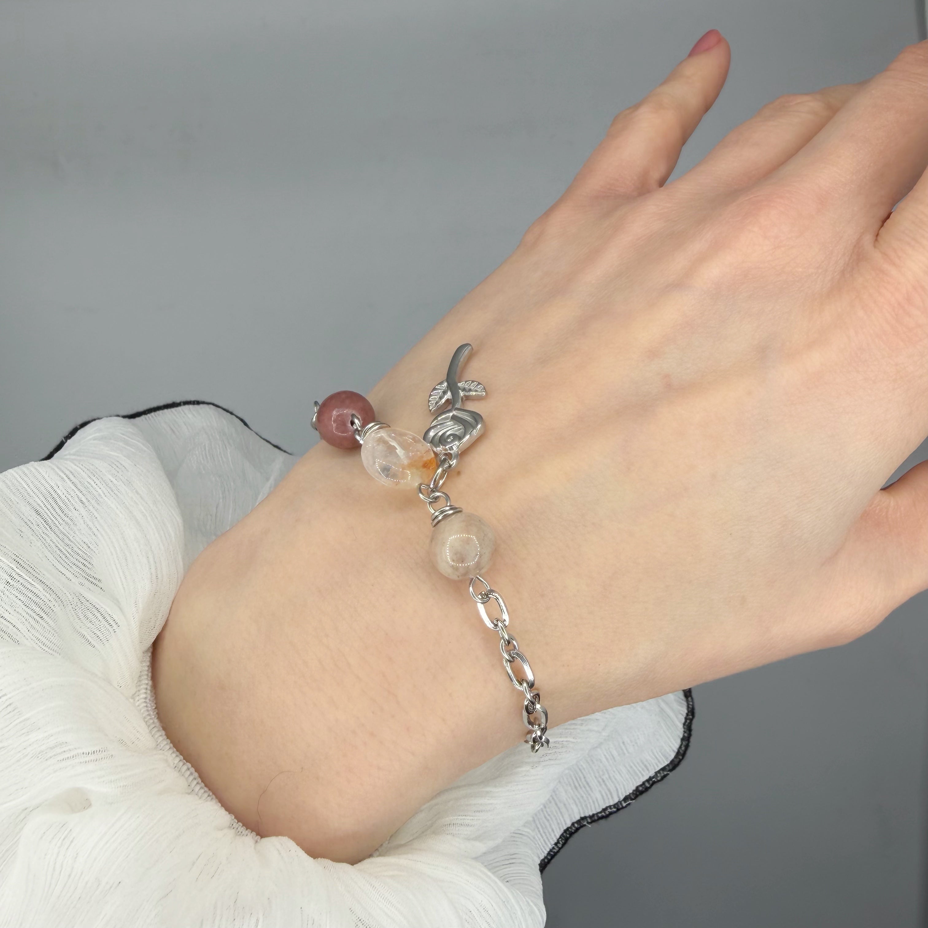 Bracciale Calma e Serenità - Pietra di Luna, Quarzo Ematoide, Rodonite - LIMITED EDITION