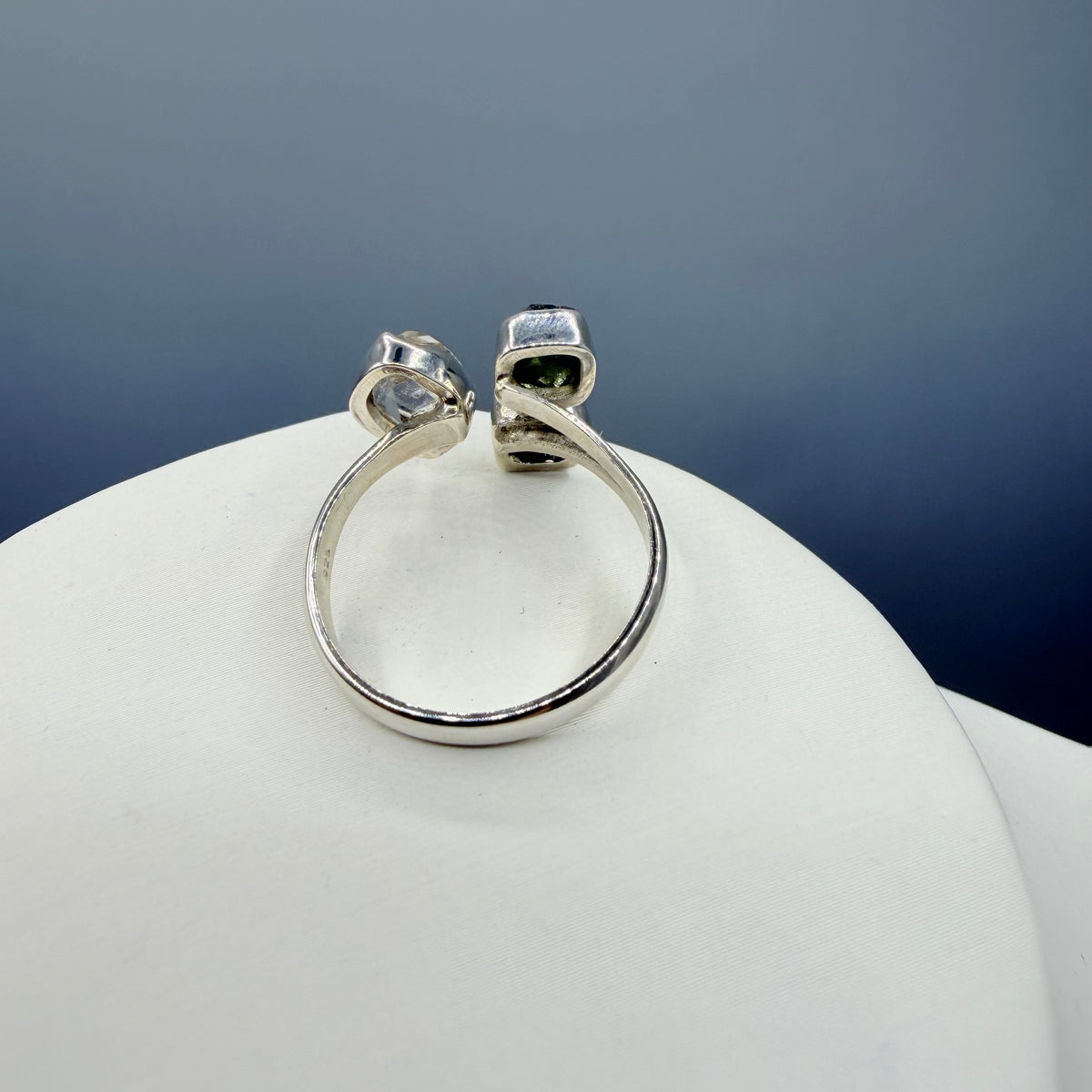 Anello Moldavite, Campo del Cielo e Diamante Herkimer | Argento 925
