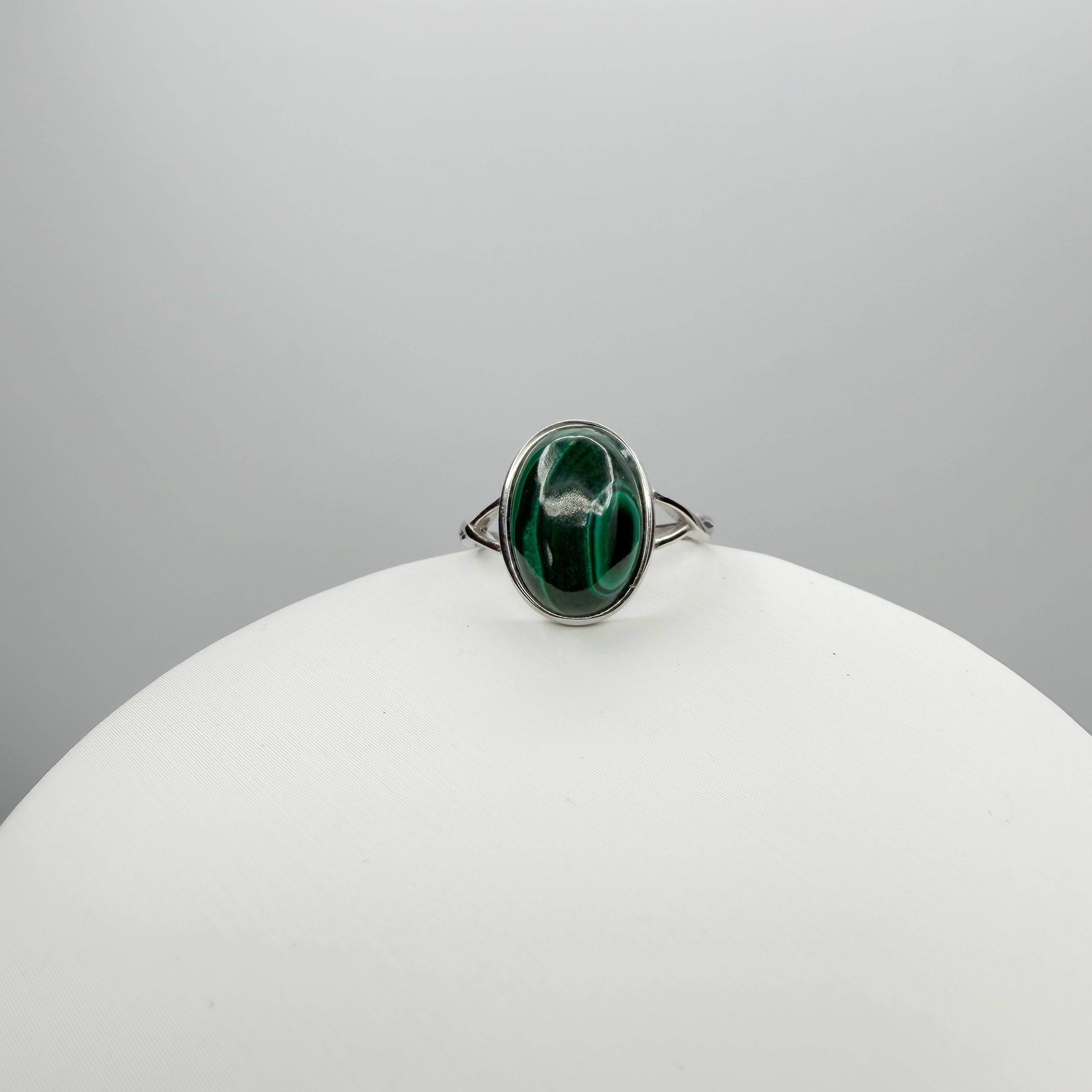 Anello Malachite Ovale - Argento 925