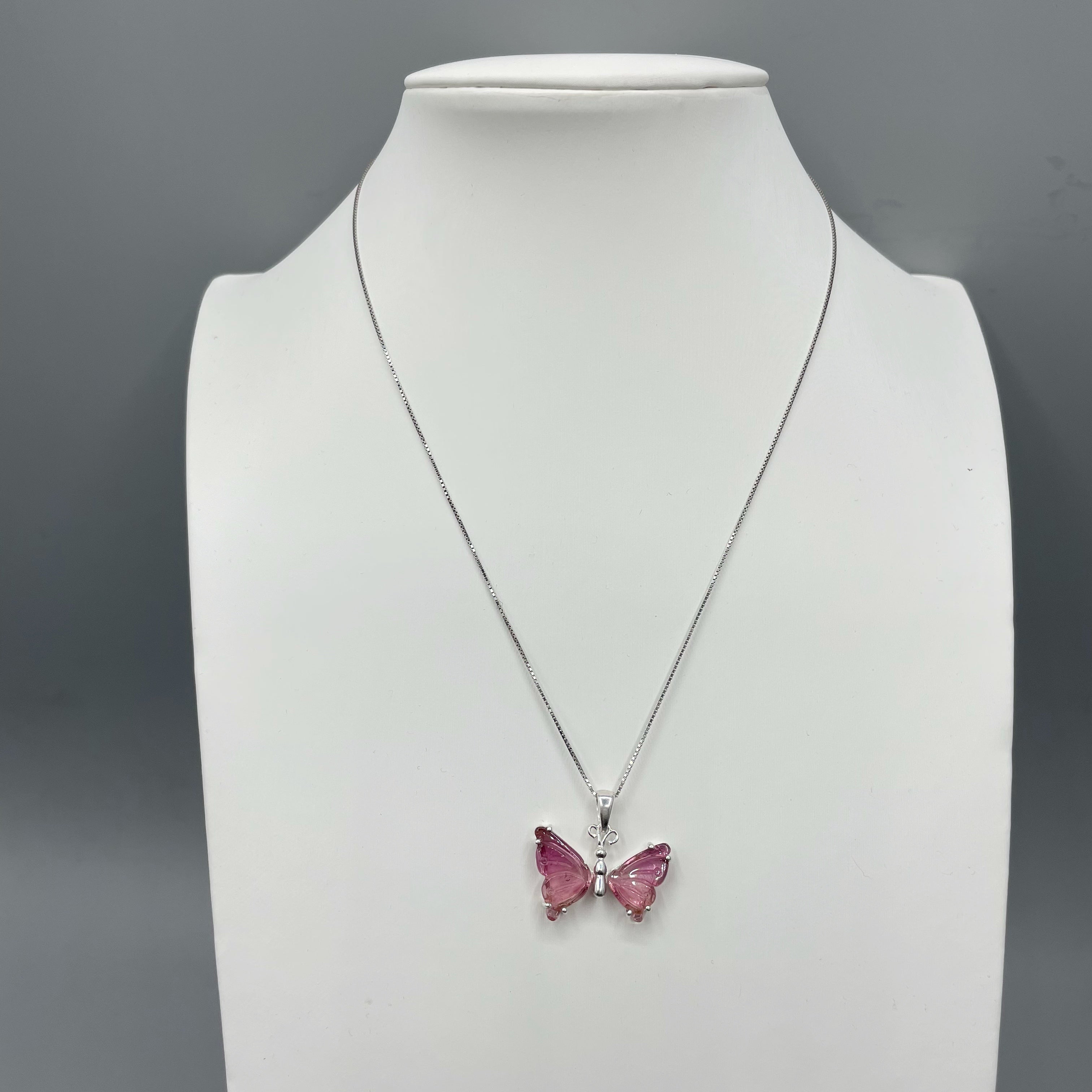 Ciondolo Farfalla Tormalina Rosa e Argento 925