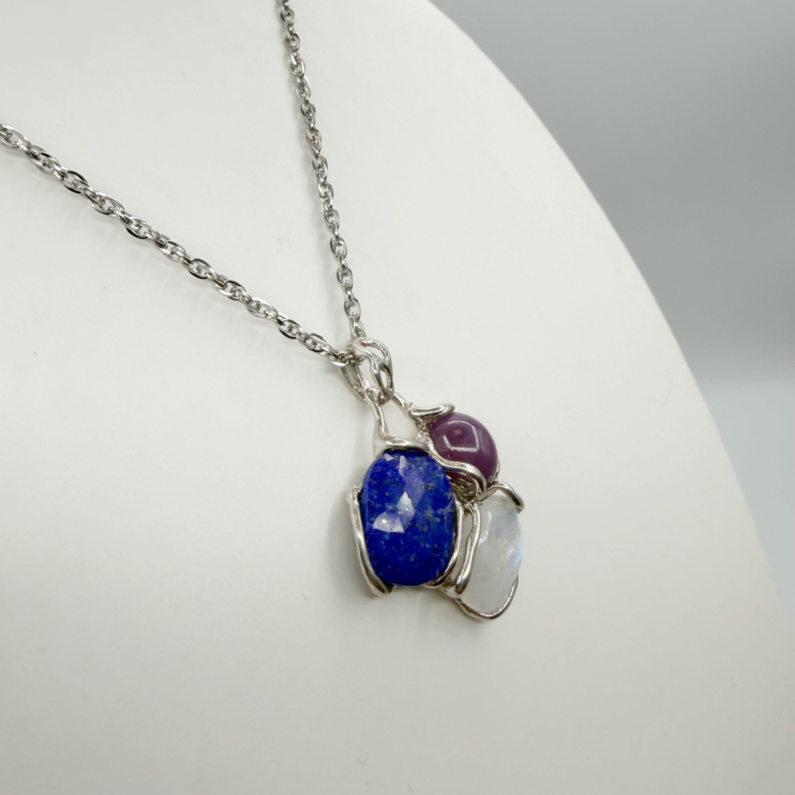 Ciondolo Lapislazzuli, Labradorite e Agata - Argento 925