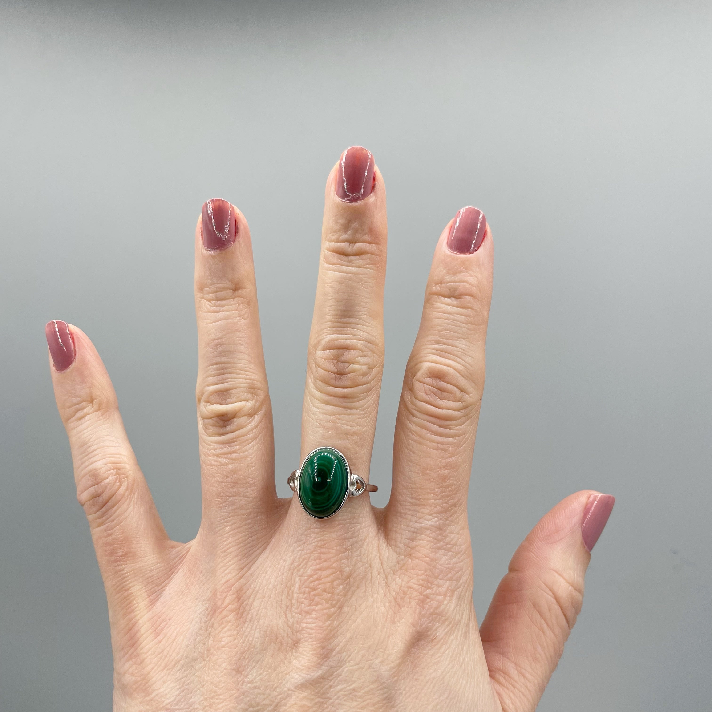 Anello Malachite Ovale - Argento 925