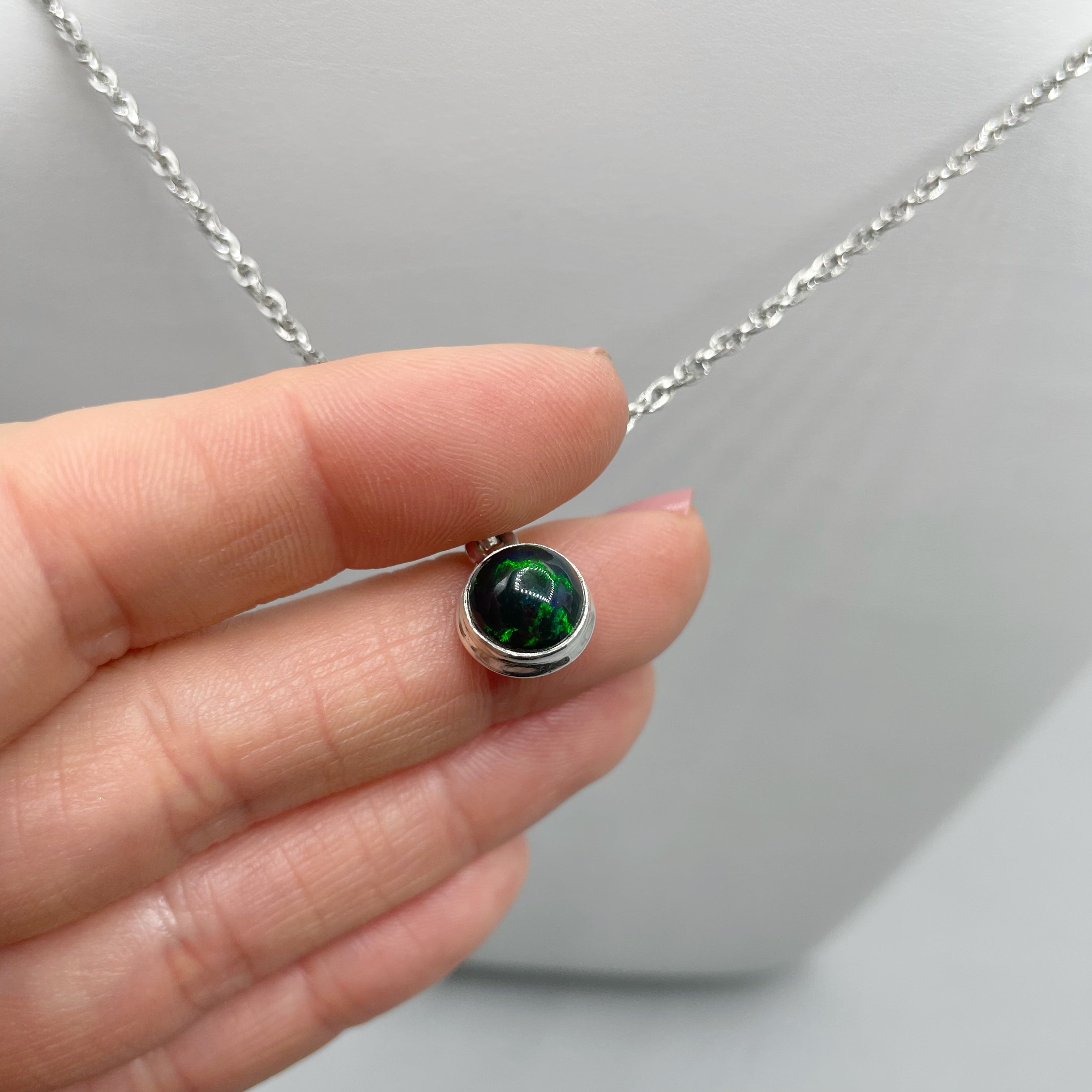 Ciondolo Opale Nero Chalama Tondo - Argento 925