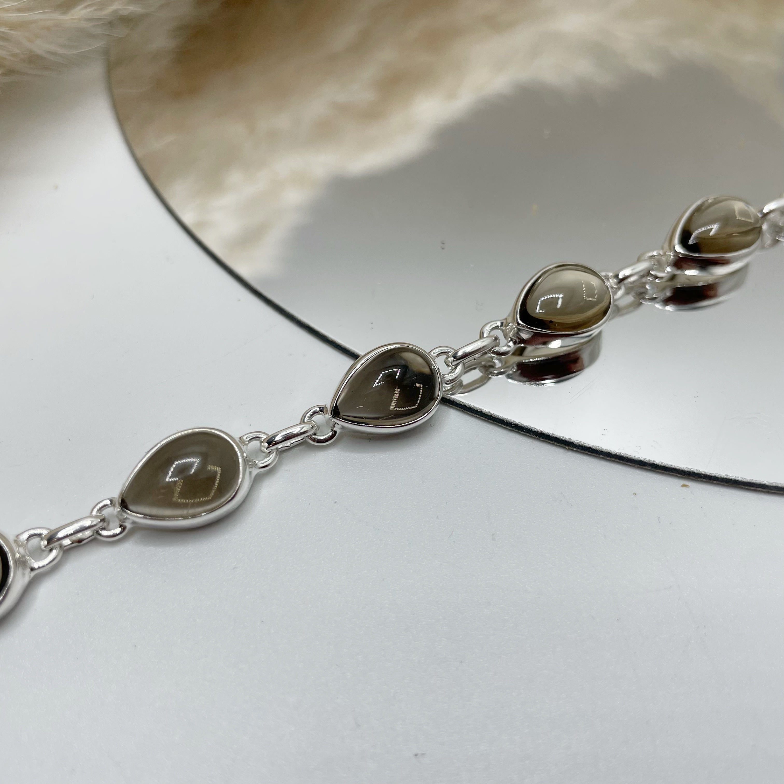 Bracciale Quarzo Fumè a Goccia- Argento 925