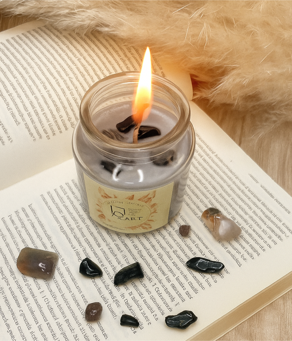 Candela con Cristalli PROTEZIONE - Oud Amber piccola
