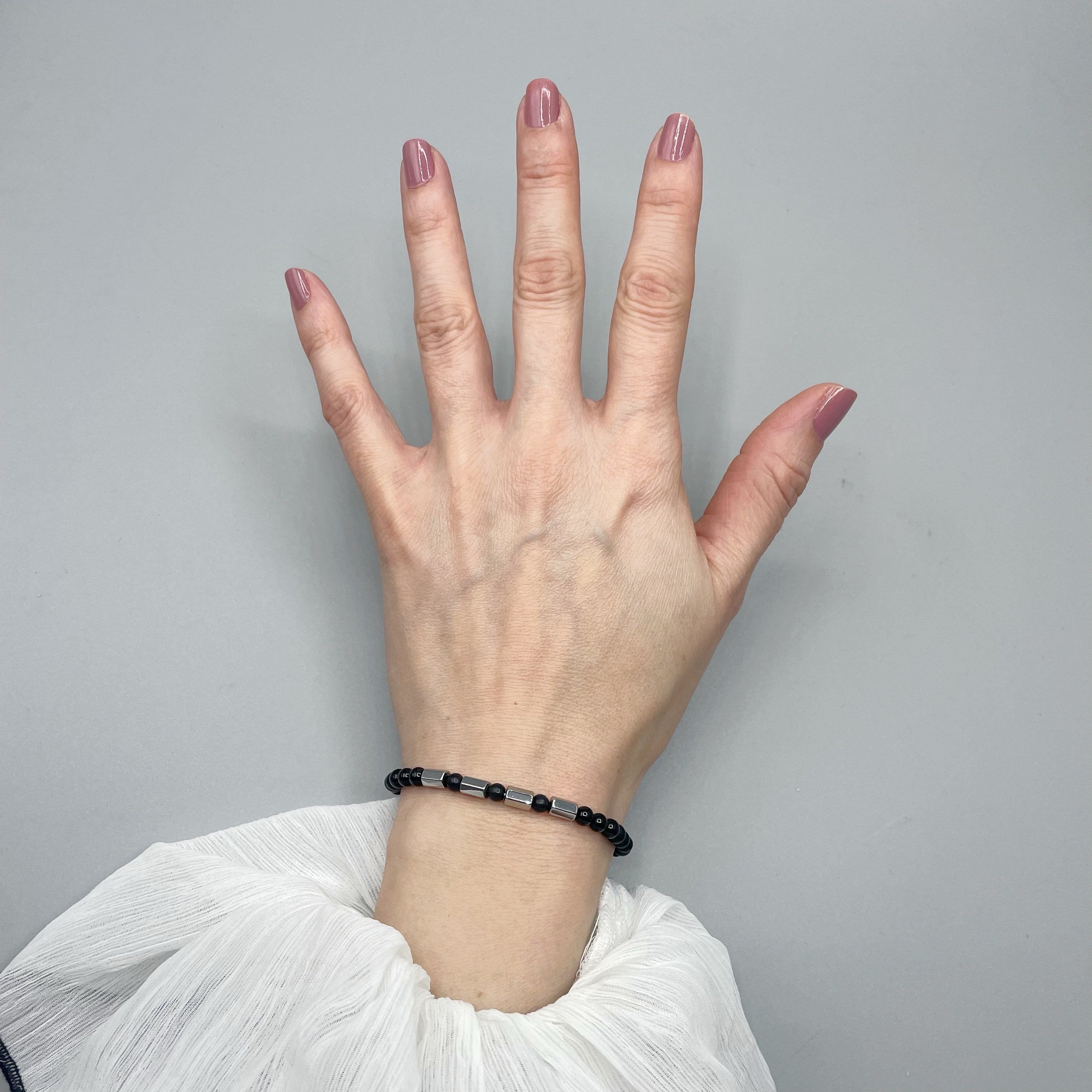 Bracciale Protection Unisex Silver - Tormalina, Onice, Shungite e Ematite