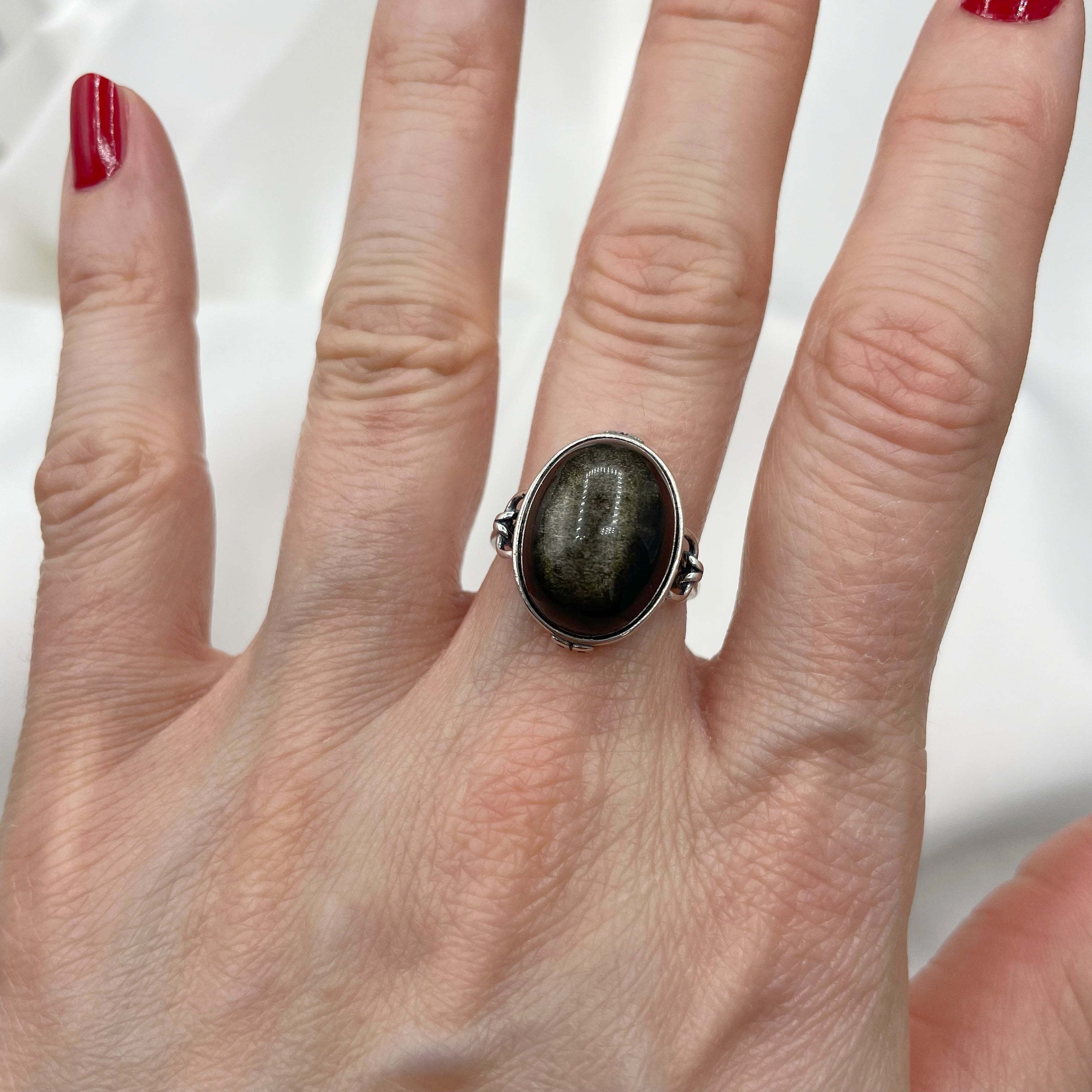 Anello Ossidiana Ovale - Argento 925