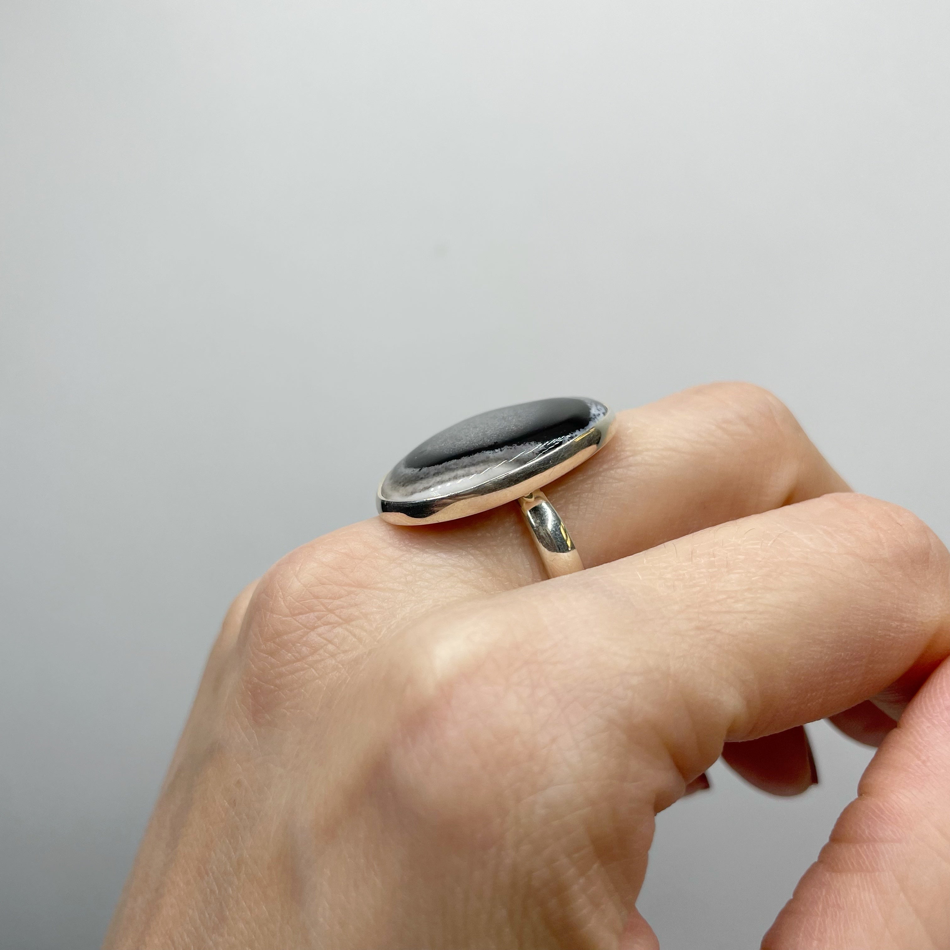 Anello Agata dendritica Ovale - Argento 925