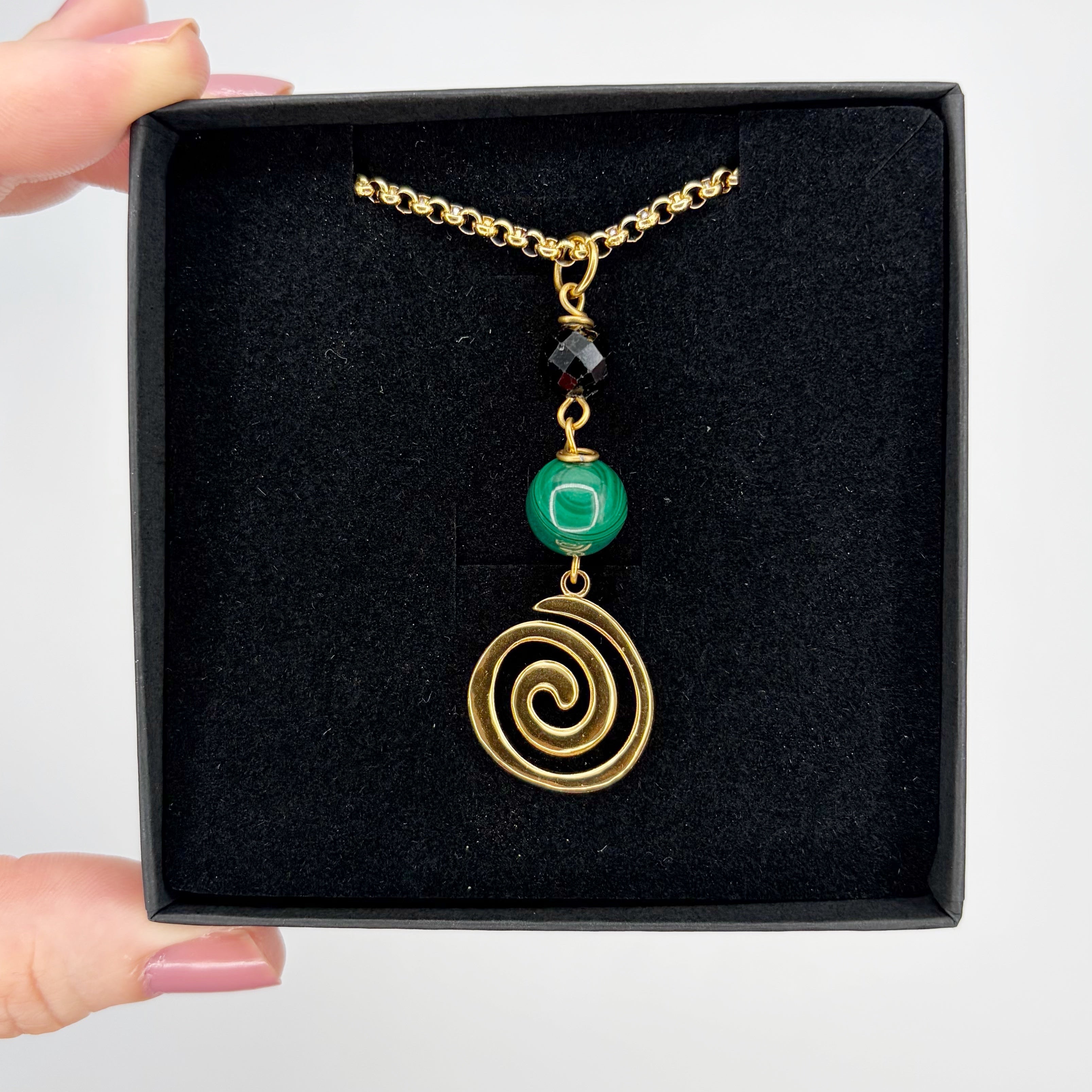 Collana Armonia e Protezione - Tormalina e Malachite - GOLD